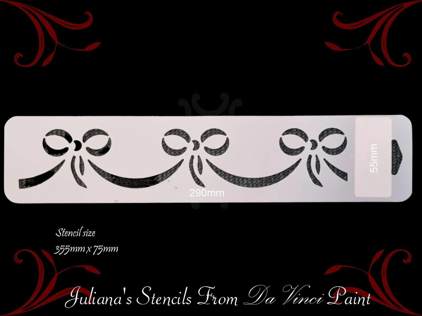 Ribbons and Bows Border vintage furniture paint stencil 75mm x 355mm-Vintique Concepts