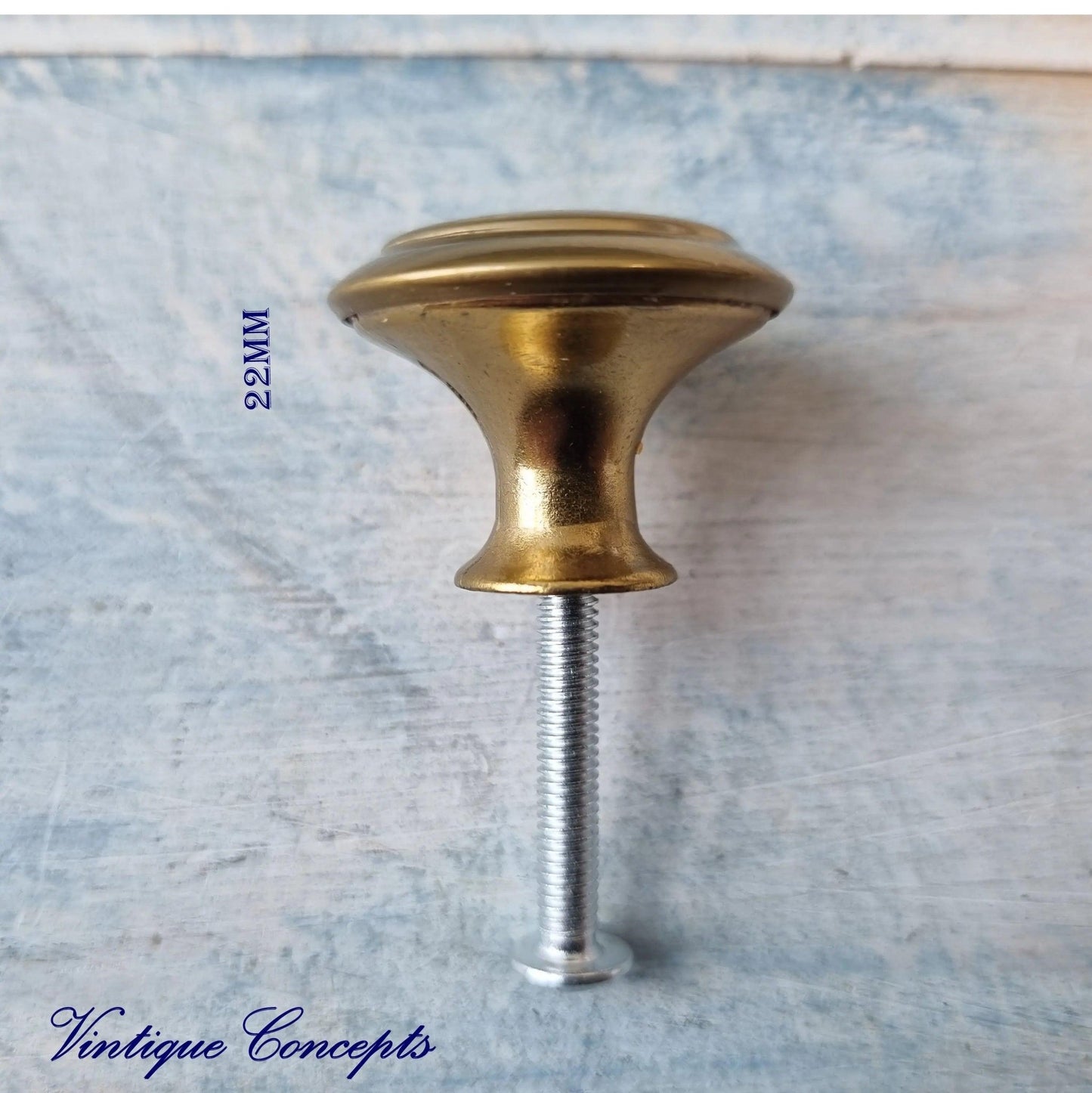 Rimmed Alloy Brushed Gold 28mm Drawer or Cabinet Knob-Vintique Concepts