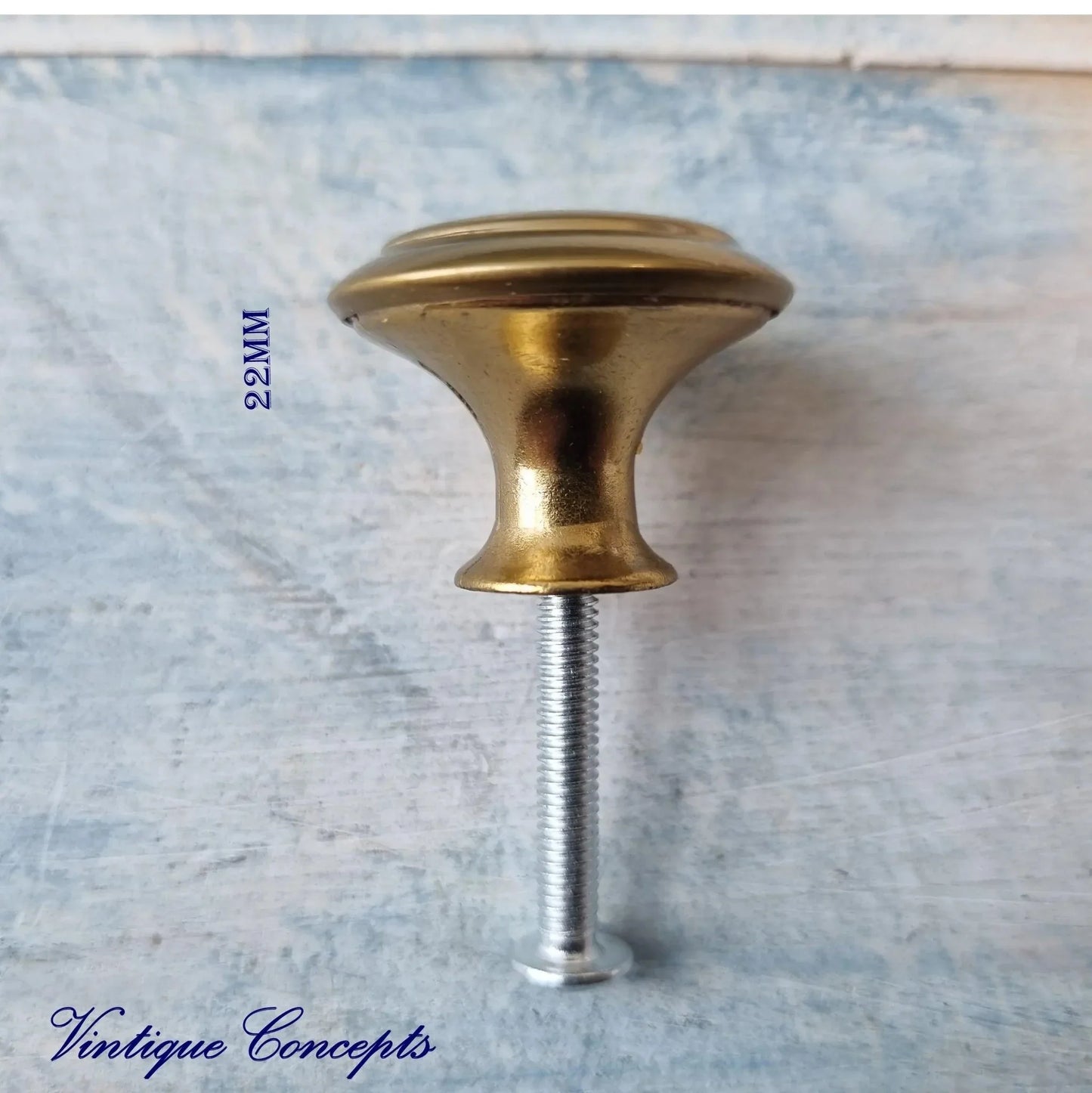Rimmed Alloy Brushed Gold 28mm Drawer or Cabinet Knob - Vintique Concepts