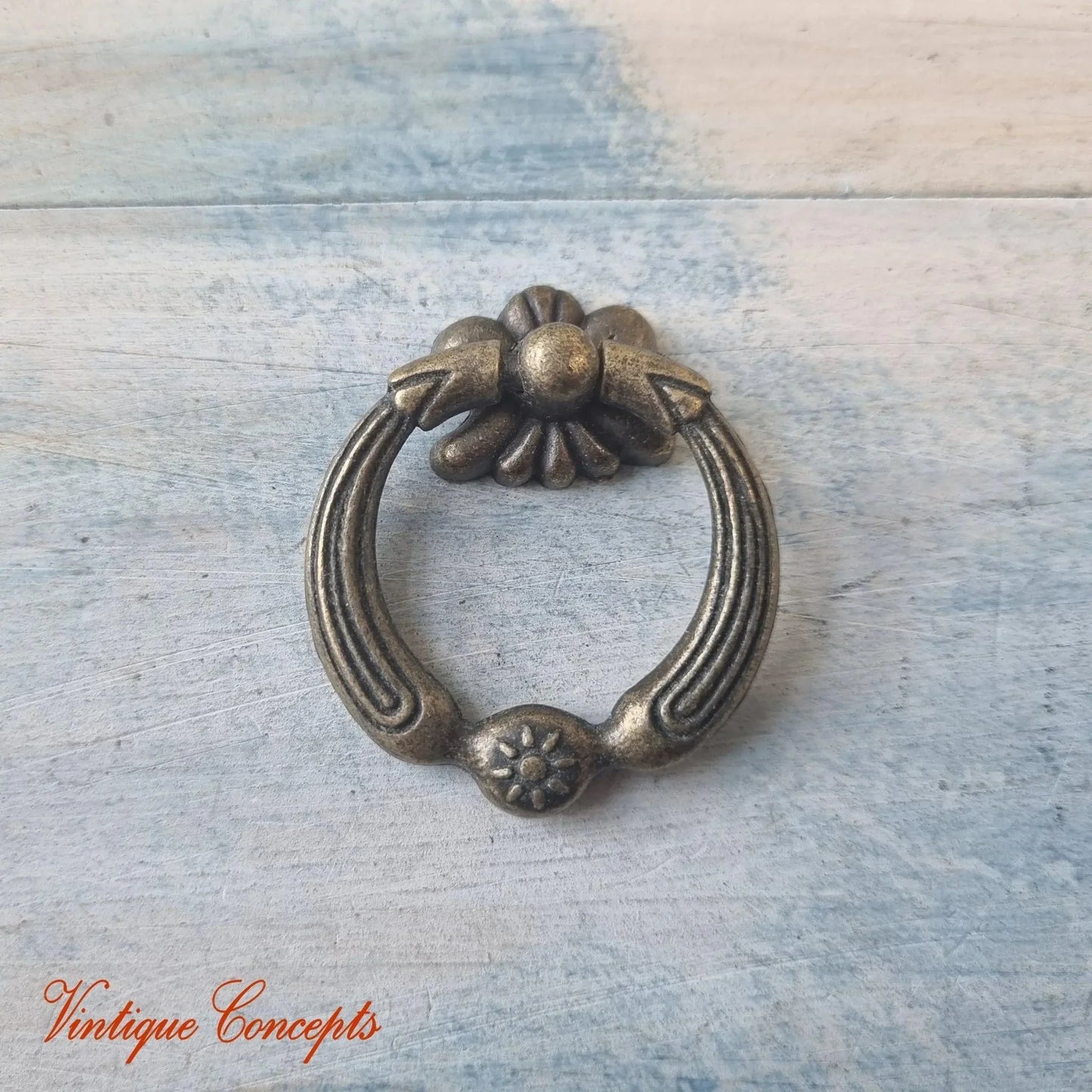 Ring Pull drawer handle Antique Gold 38mm x 41mm - Vintique Concepts