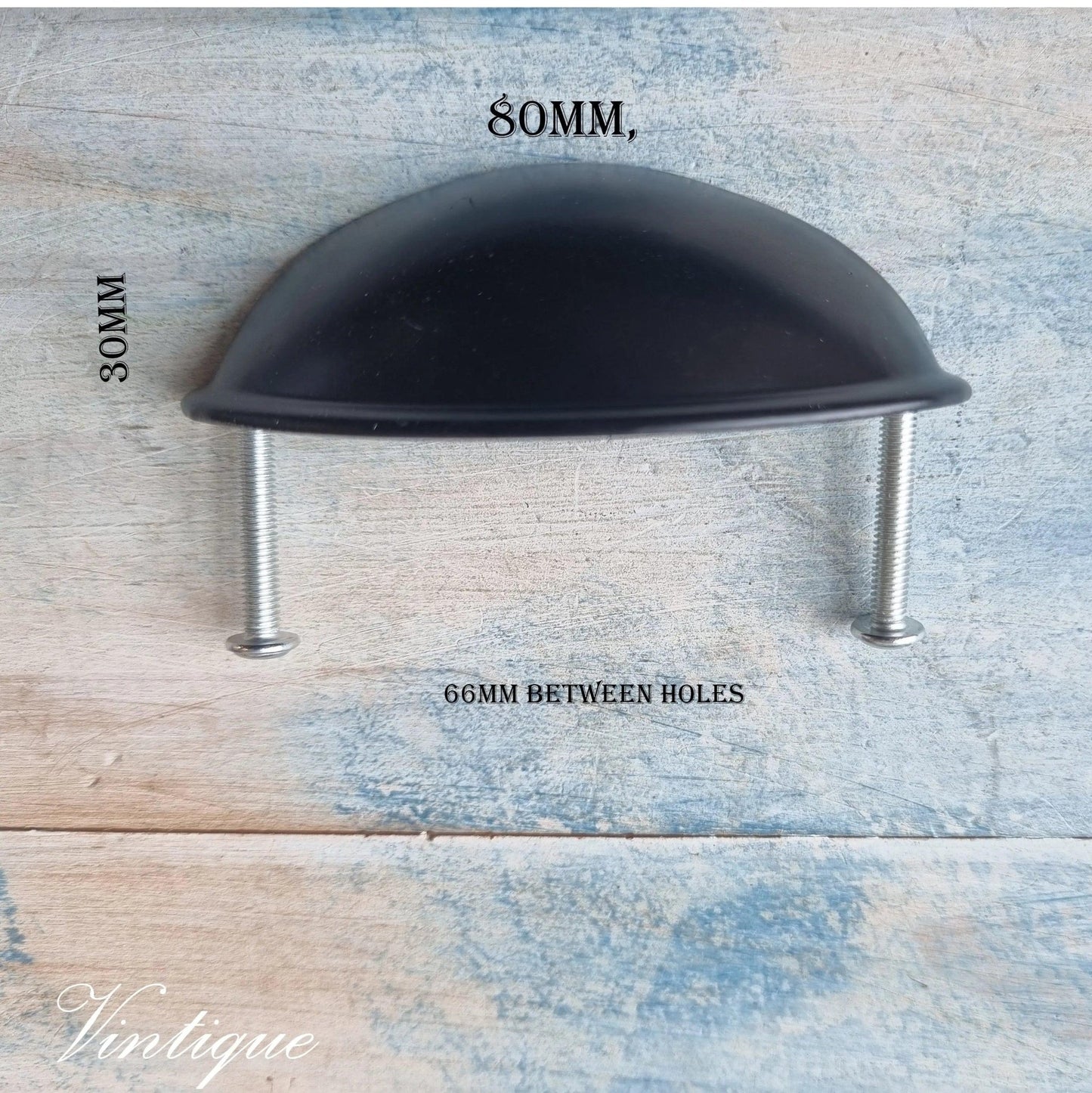 ROMA Stylish Cup Drawer handle 80mm BLACK-Vintique Concepts