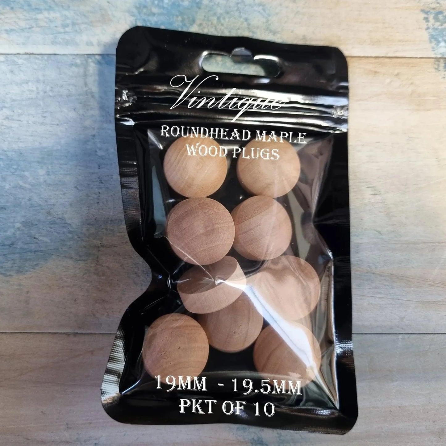 Roundhead Tappered Wood Plugs -Maple 9.5mm, 12.5mm & 19mm - Vintique Concepts