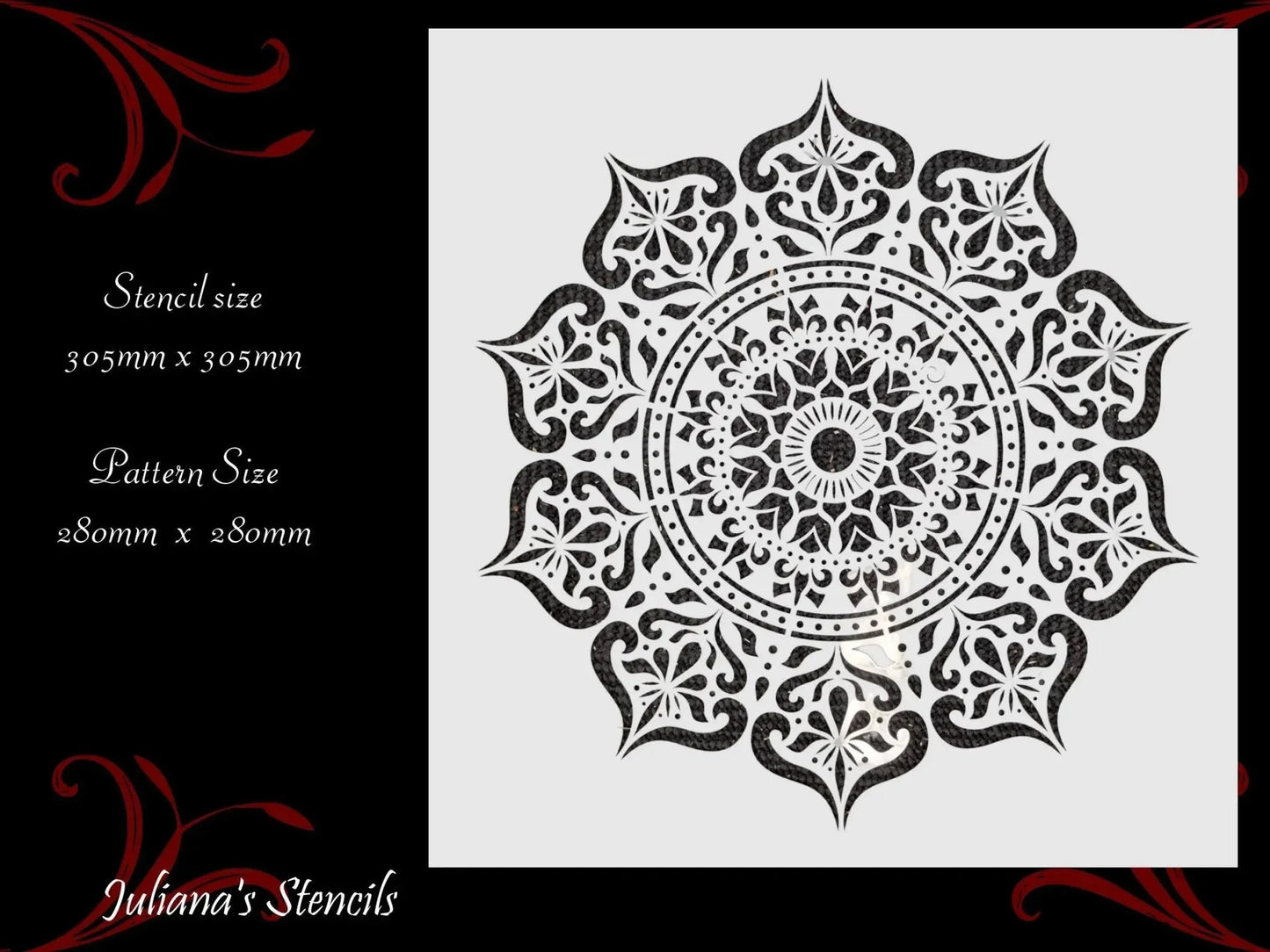 Royal Mandala Pattern Vintage furniture paint stencil 305mm x 305mm - Vintique Concepts