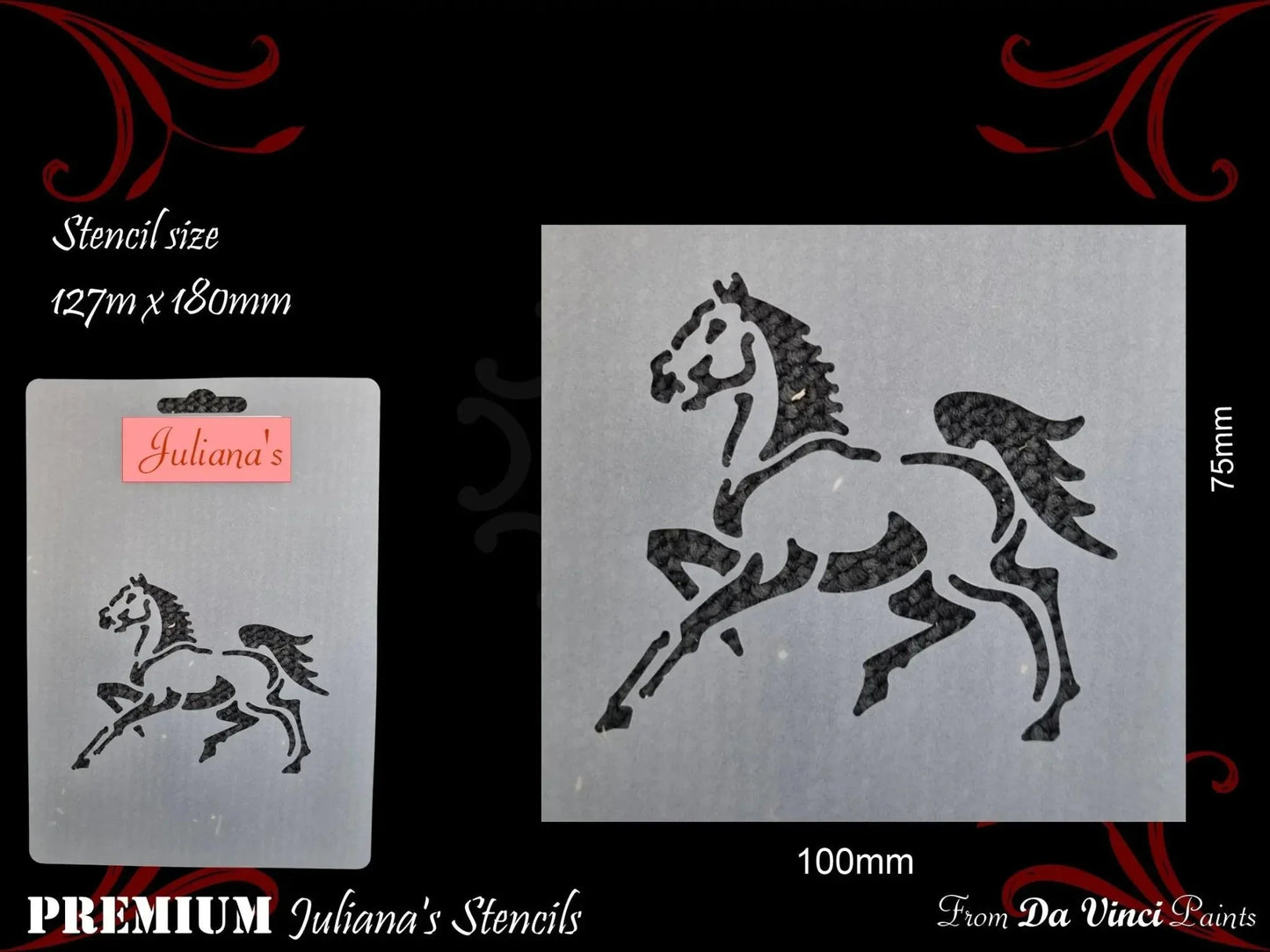 RUNNING HORSE furniture paint stencil 127mm x 180mm - Vintique Concepts