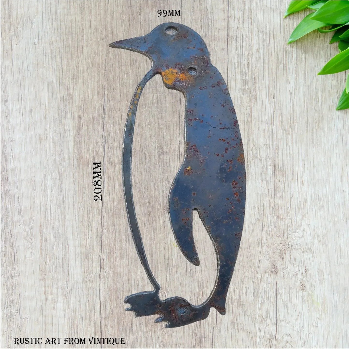 Rusted metal art Penquin 208mm x 99mm - Vintique Concepts