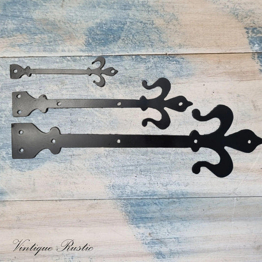 Rustic Decorative Dummy Faux Hinge straps-Fleur De Lis-Vintique Concepts