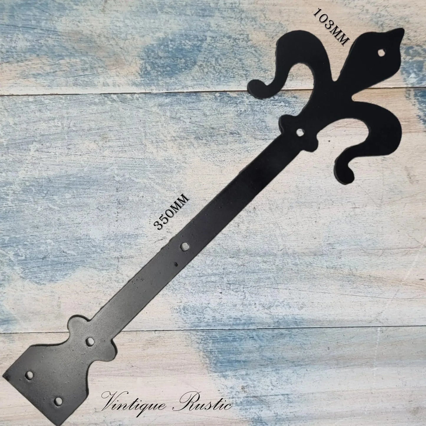 Rustic Faux Hinge Straps - Decorative Dummy Fleur De Lis Design - Vintique Concepts