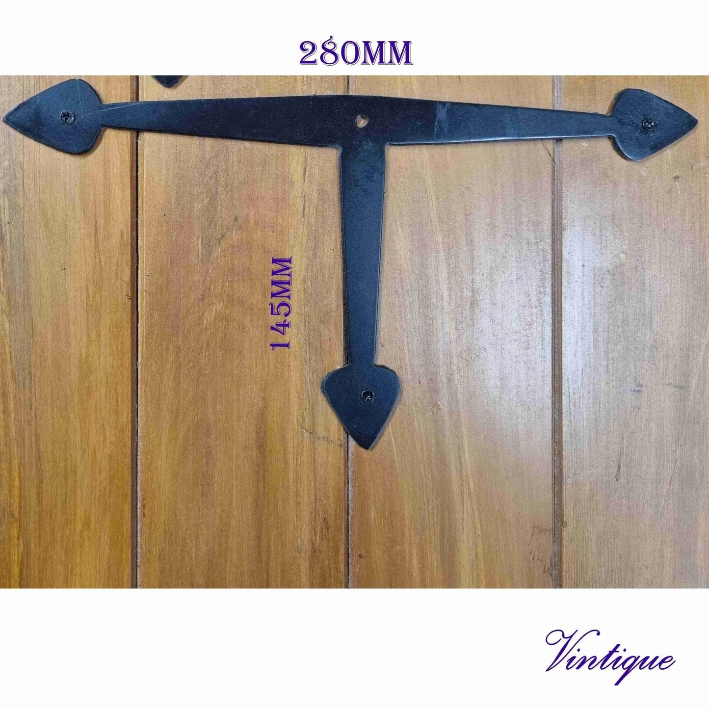 Rustic Steel Strap Spearhead T-Shape in Black & Corten Finish - Vintique Concepts
