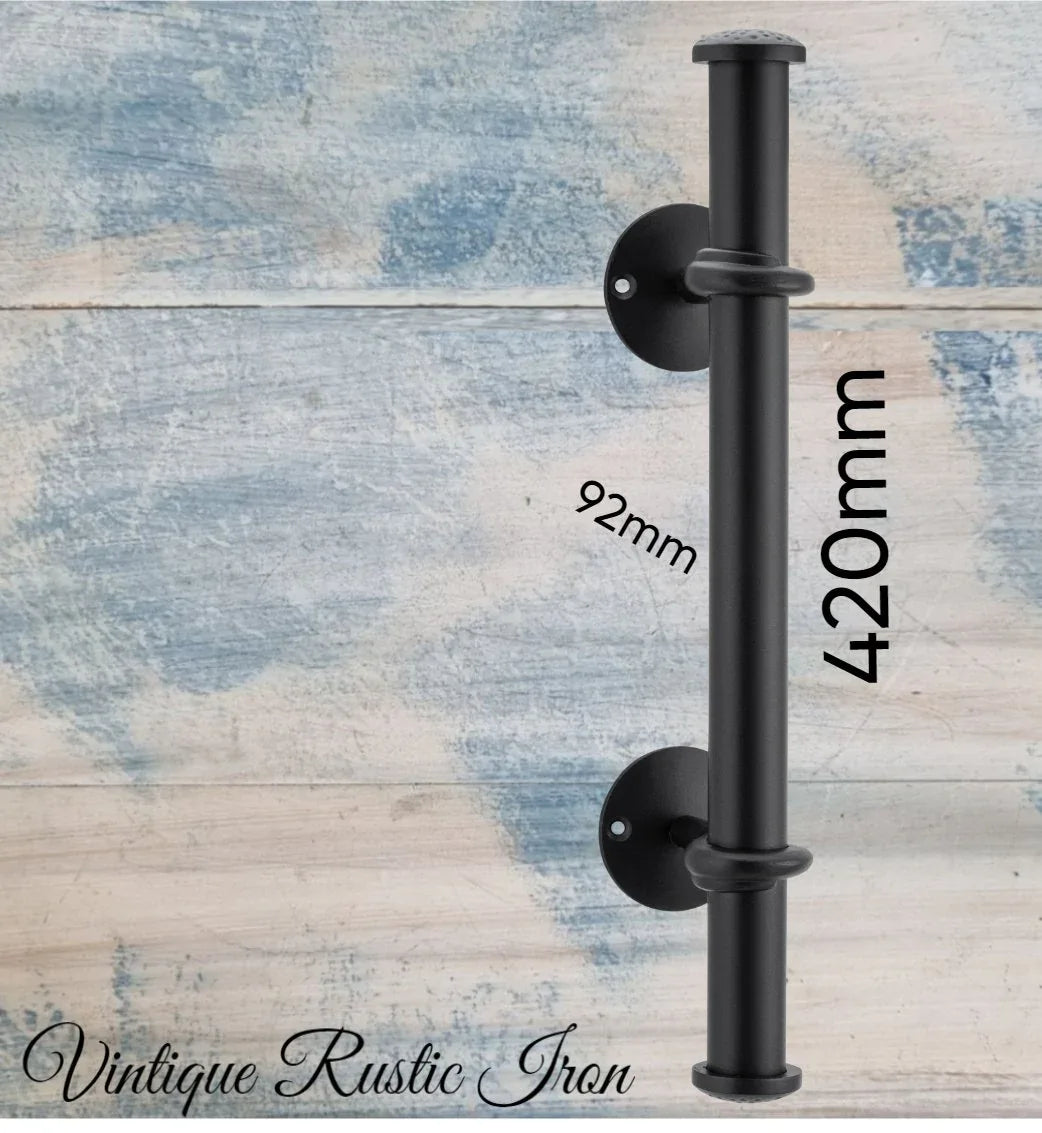 Rustic Iron Tubular Barn Door handle 420mm High - Vintique Concepts