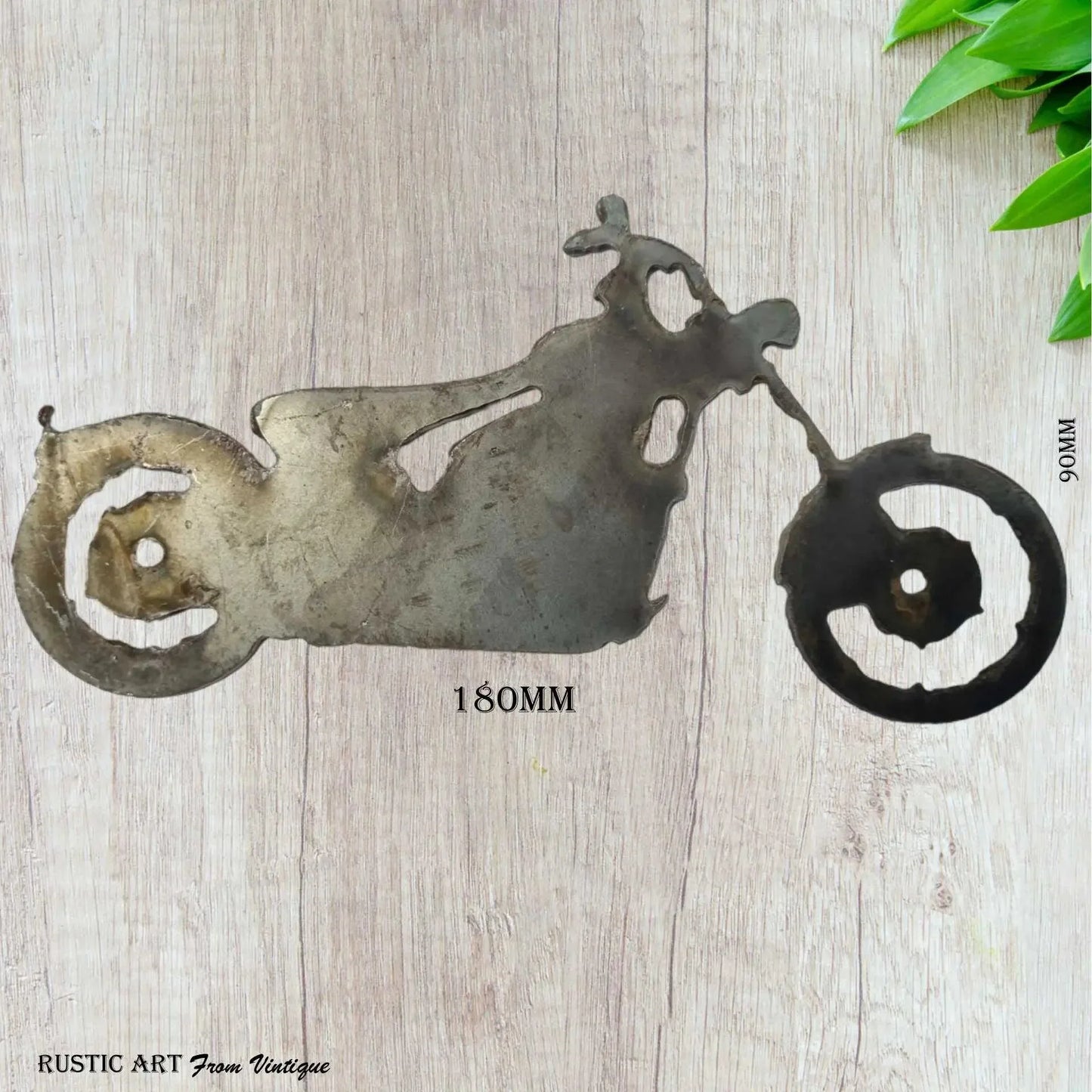 Rustic Steel Motorbike art 180mm x 90mm - Vintique Concepts