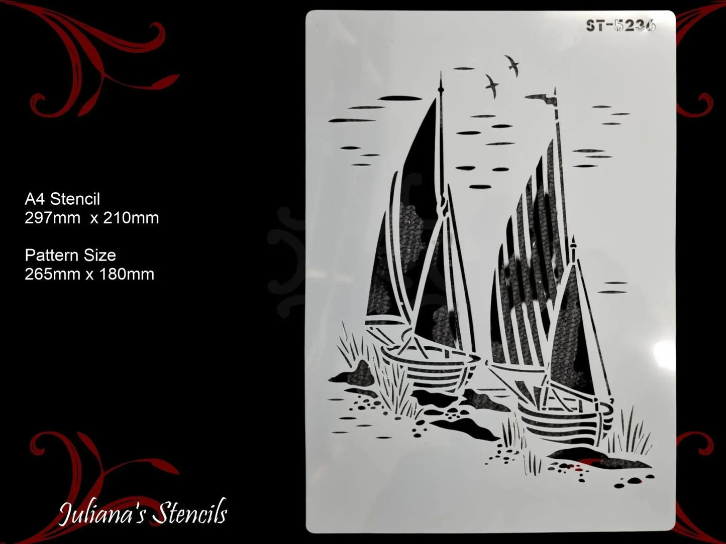 Sailing Boats Nautical Childrens Furniture Paint Stencil (A4 Size) - Vintique Concepts