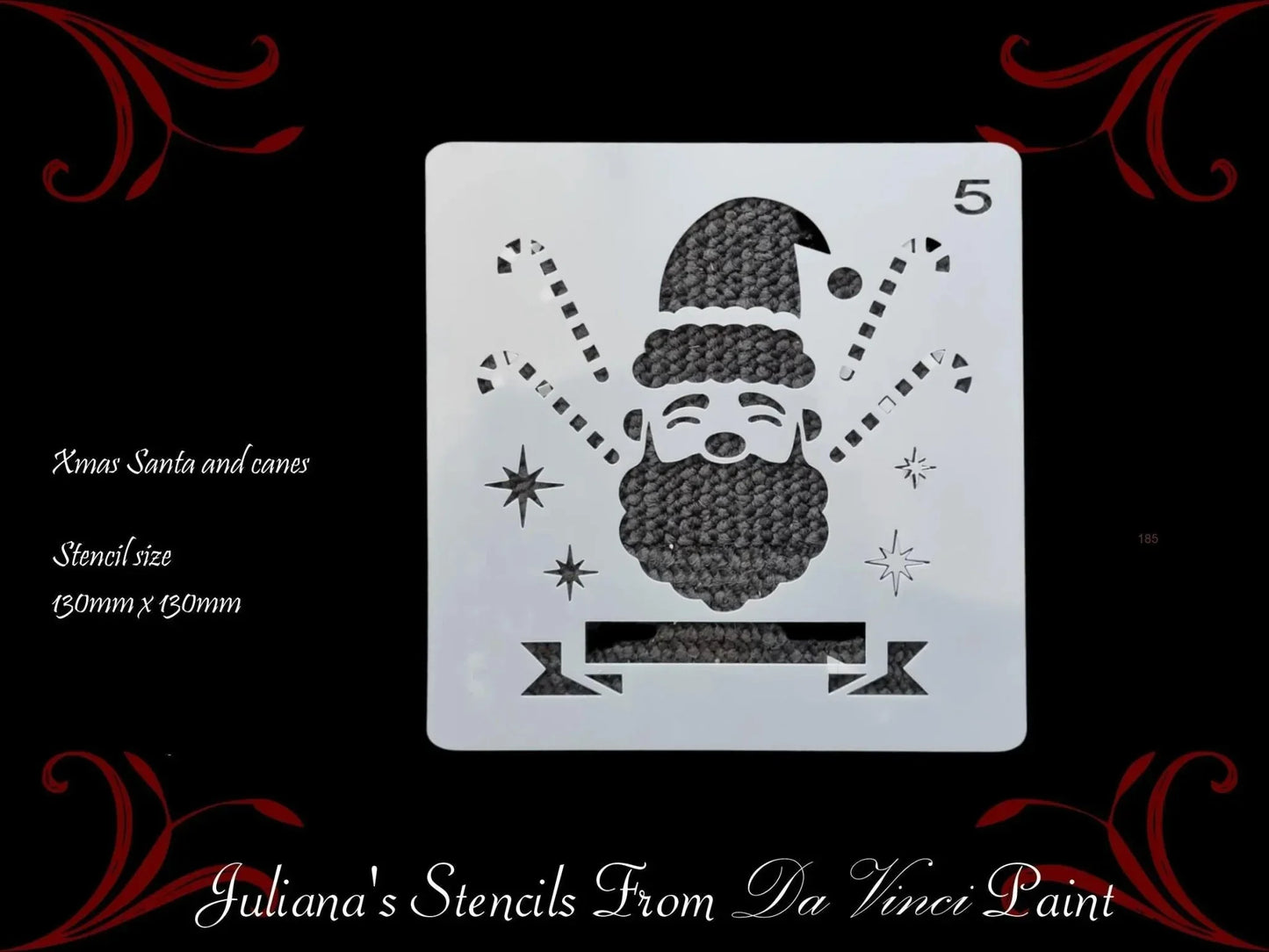 Santa & Canes Xmas Reindeer Paint Stencil 130mm x 130mm - Vintique Concepts