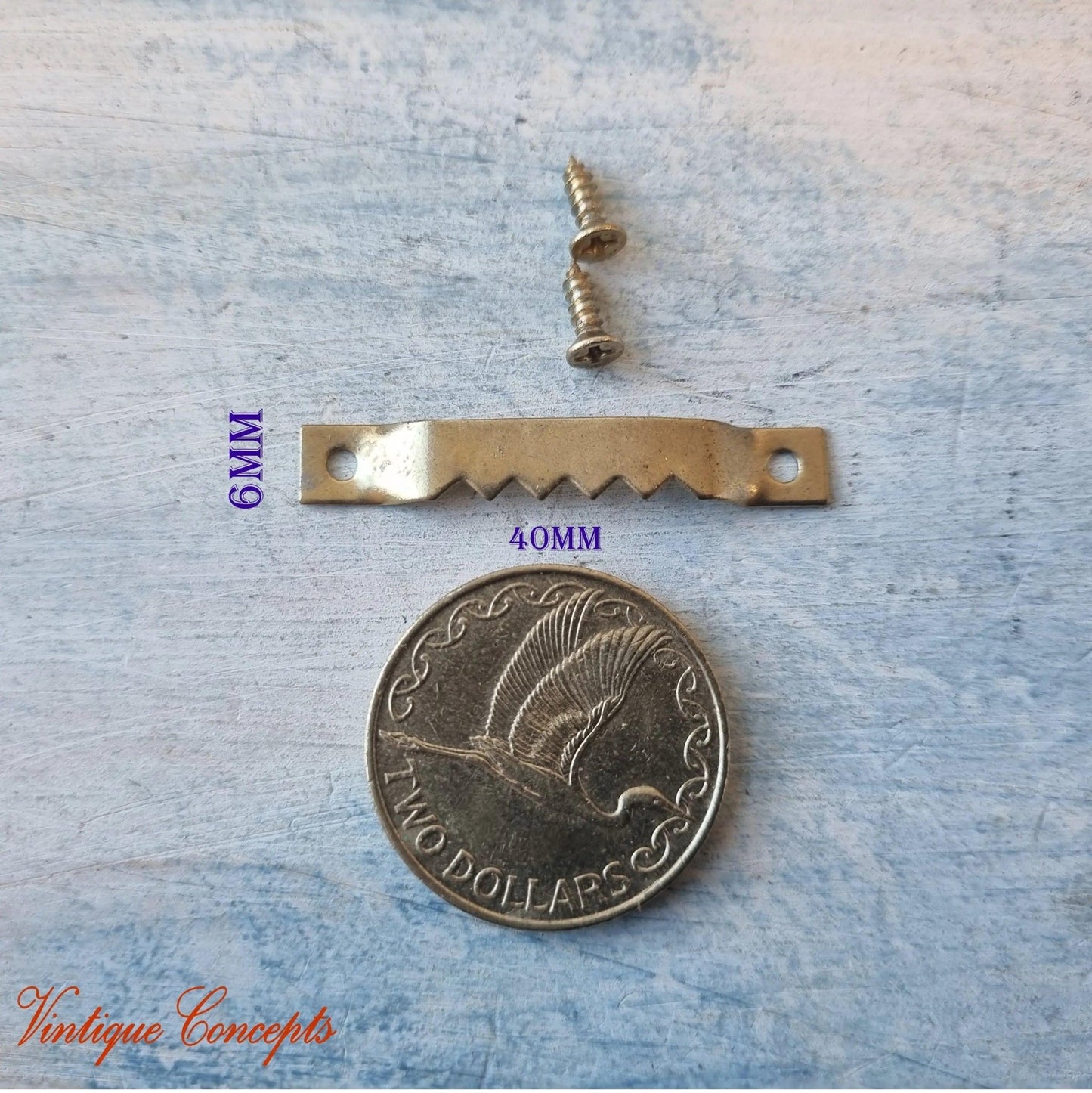 Saw tooth Picture hanger Gold 40mm x 6mm (each)-Vintique Concepts