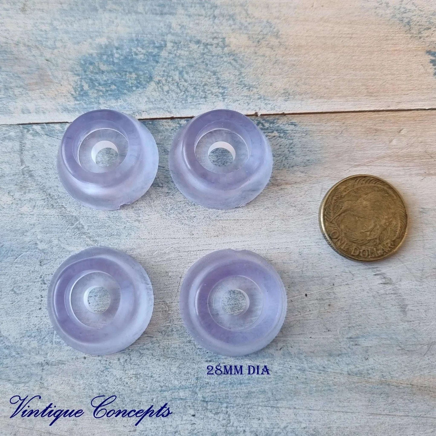 Screw On Clear Silicone Non-slip Furniture Feet 28mm Dia - Pack of 4 - Vintique Concepts