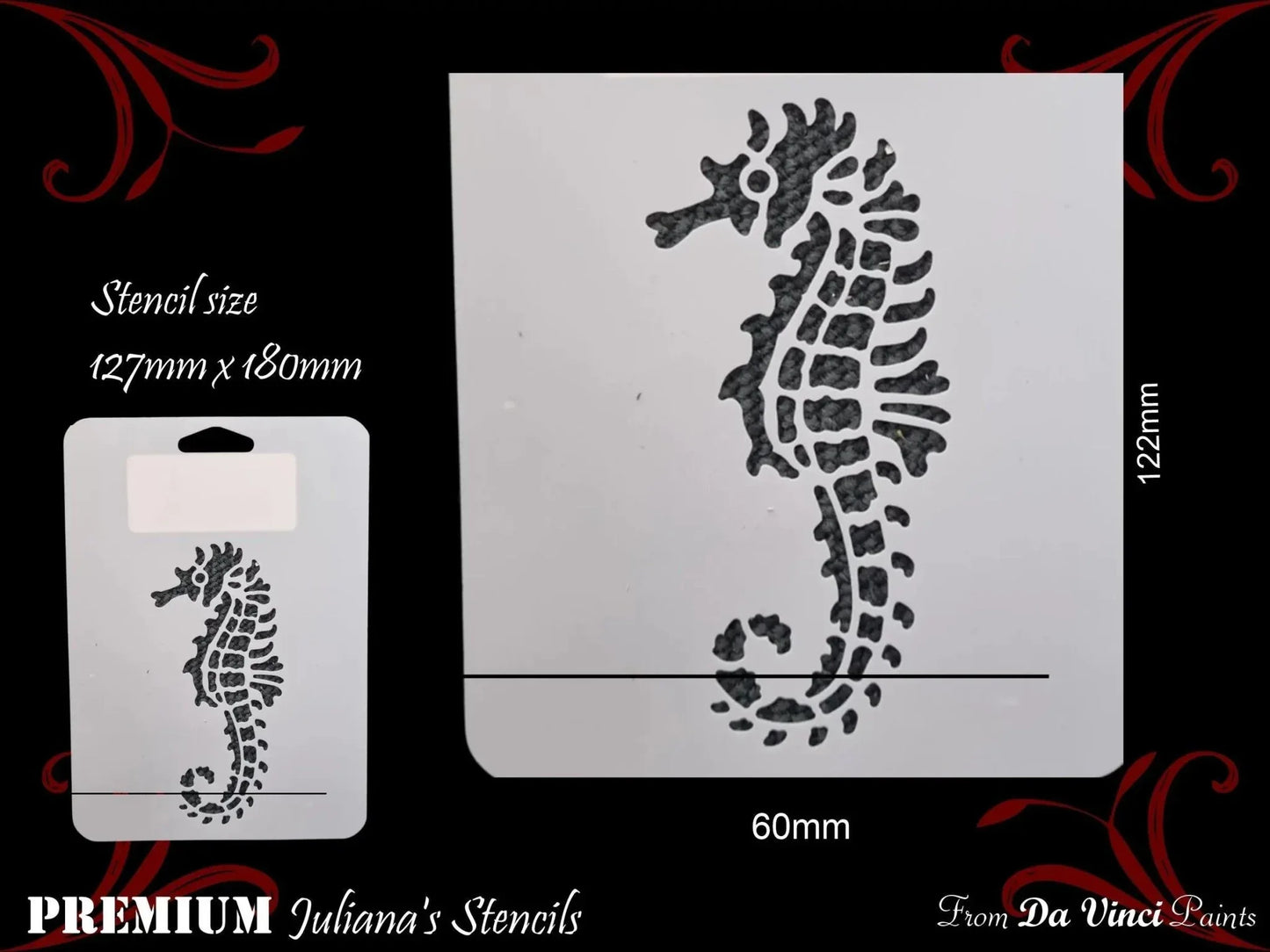 SEAHORSE Childrens Furniture Paint Stencil 127mm x 180mm - Vintique Concepts