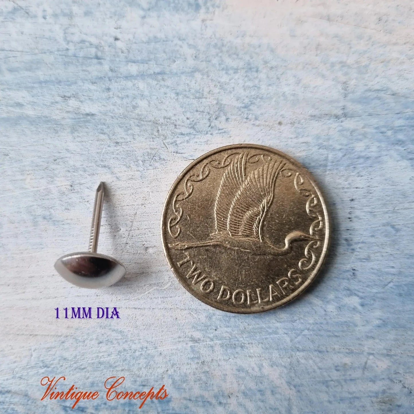 Silver Push Pins or Upholstery Pins (11mm dia) pkt of 10 - Vintique Concepts