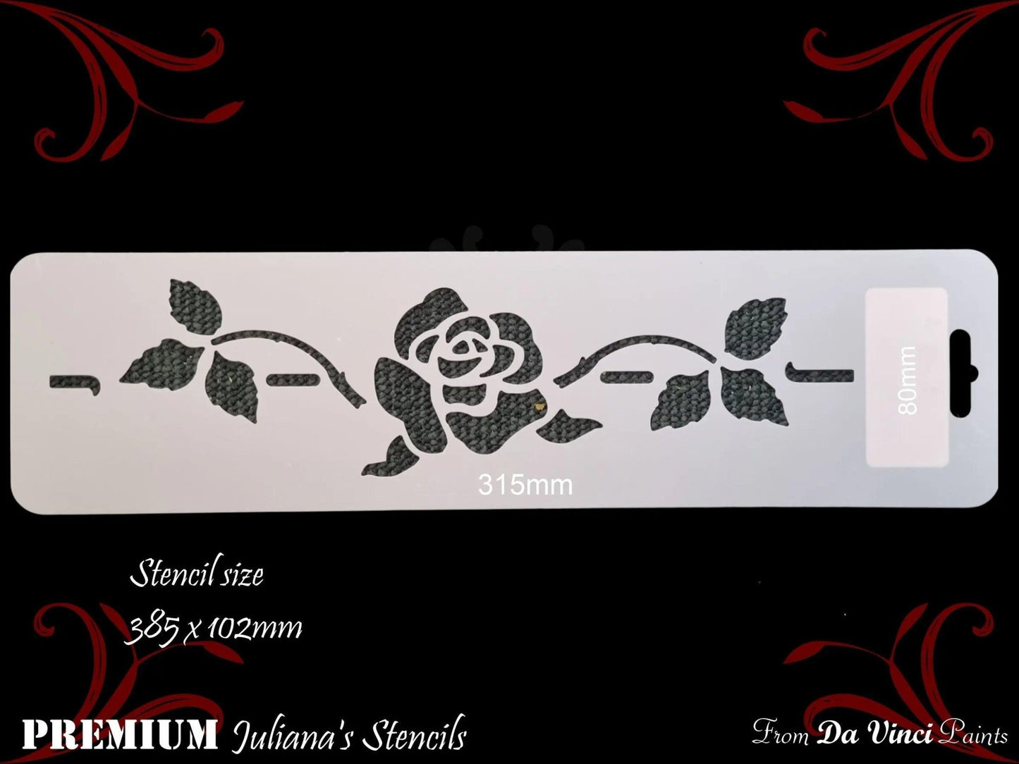Single Rose Border vintage furniture & Wall paint stencil 102mm x 385mm-Vintique Concepts