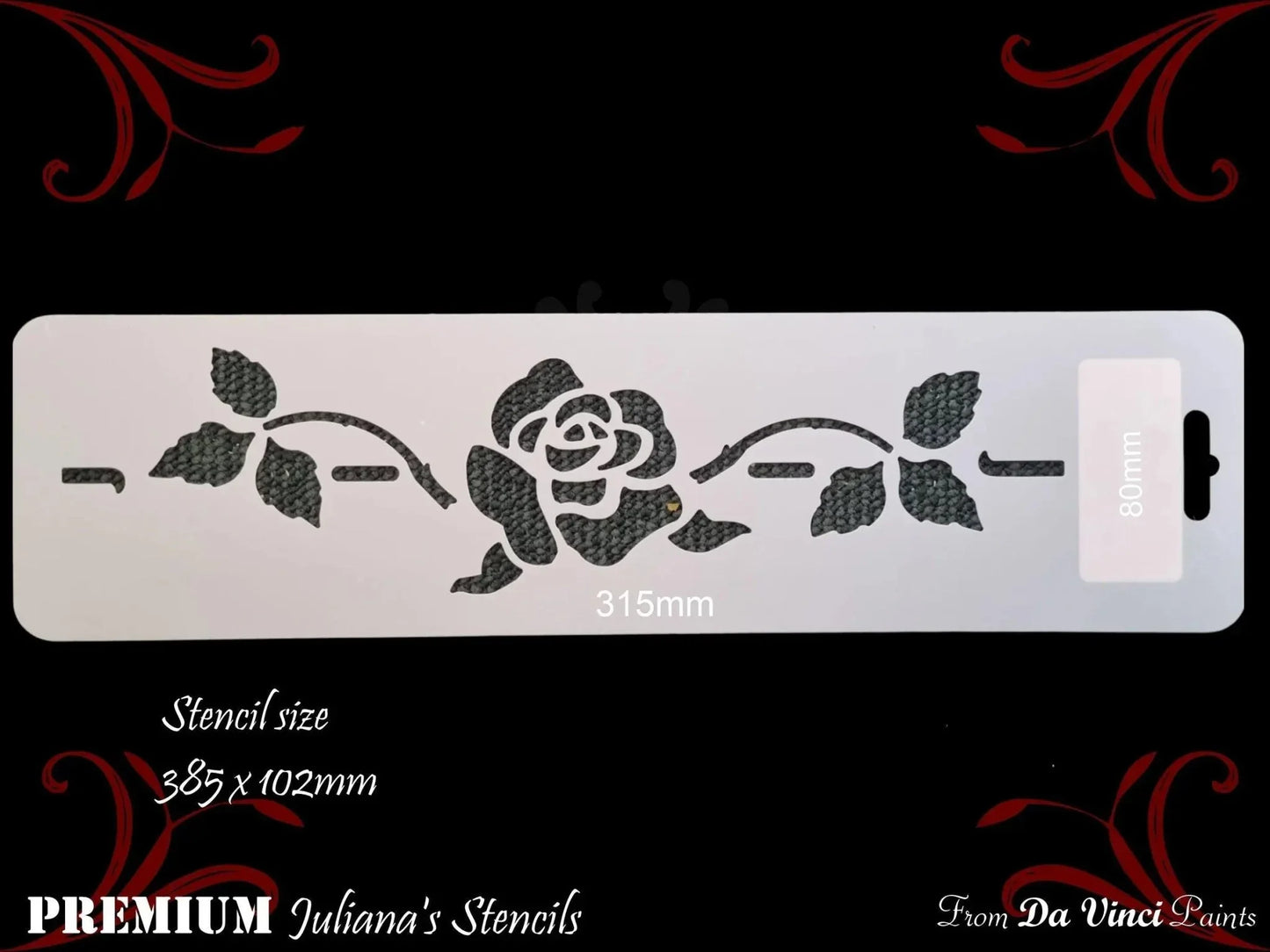 Single Rose Border vintage furniture & Wall paint stencil 102mm x 385mm - Vintique Concepts