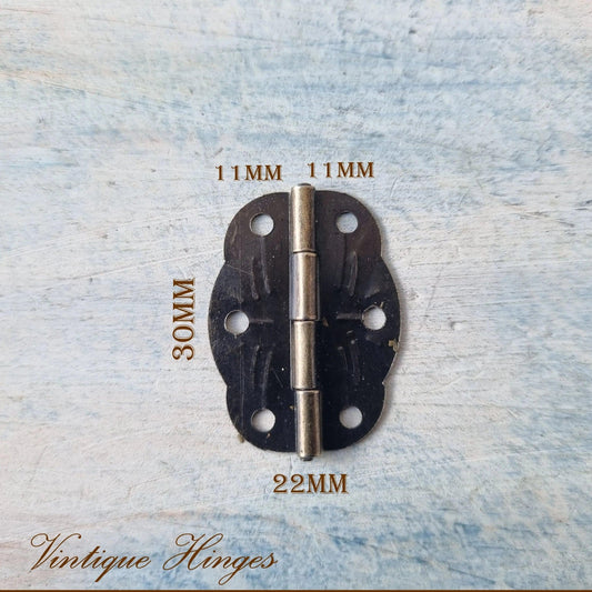Small curved Ornate Bronze bronze Hinge 30mm x 22mm-Vintique Concepts