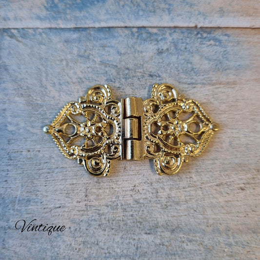 Small fancy Gold Hinge 28mm x 33mm (overall length 56mm)-Vintique Concepts