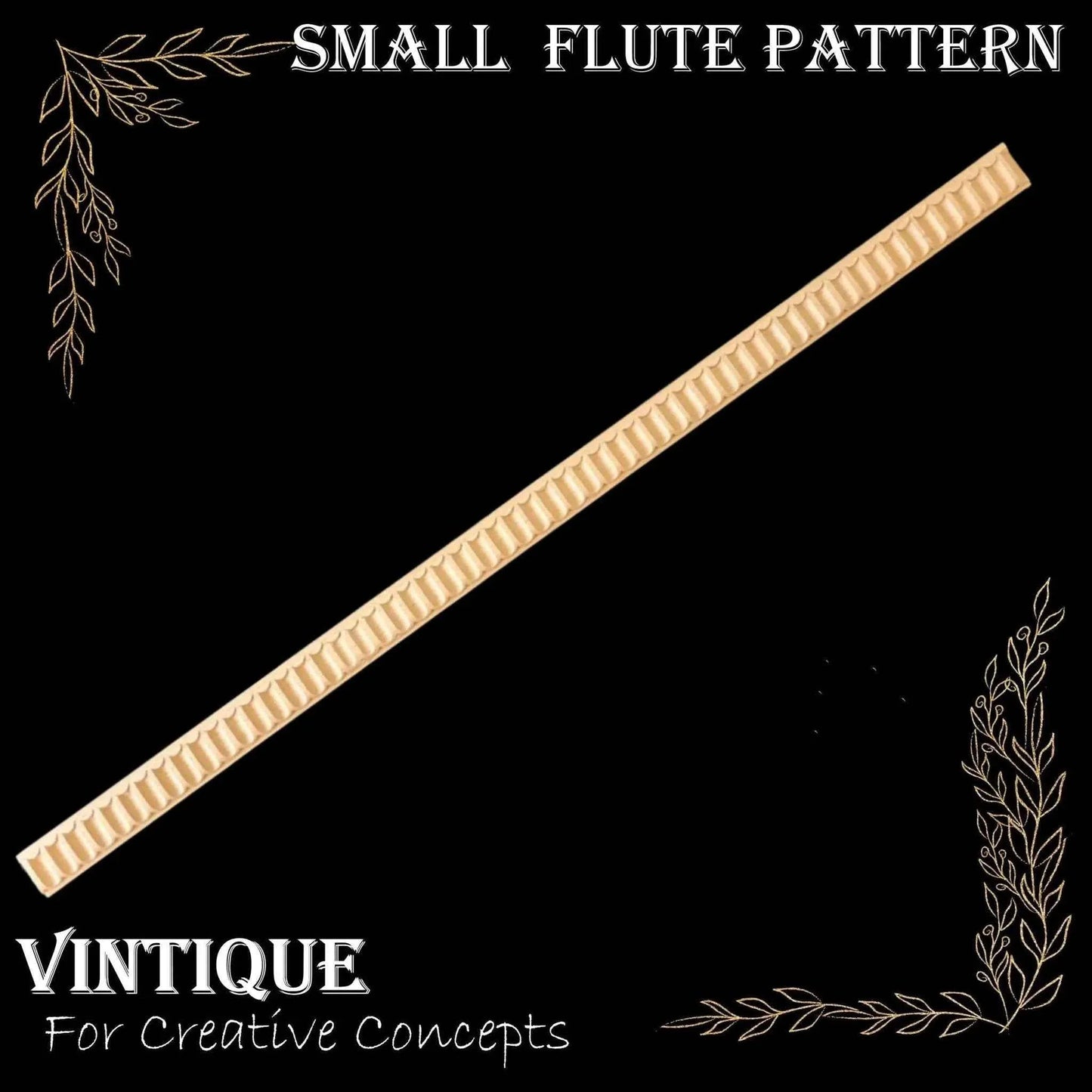 Small Fluted Wood border trim moulding 25mm wide - Vintique Concepts