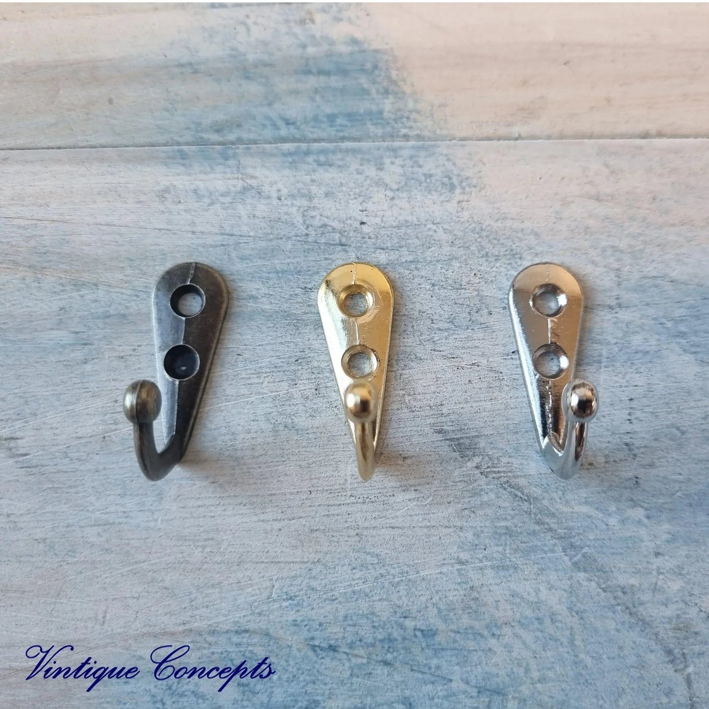 Small GOLD single prong Robe hook 31mm x 11mm (20mm High) - Vintique Concepts