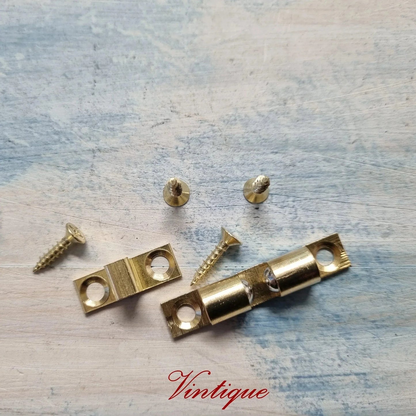 Solid Brass Cupboard Catch Double Ball Catch 43mm Long - Vintique Concepts