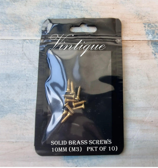 Solid Brass wood screws 10mm (packet of 10) M3-Vintique Concepts