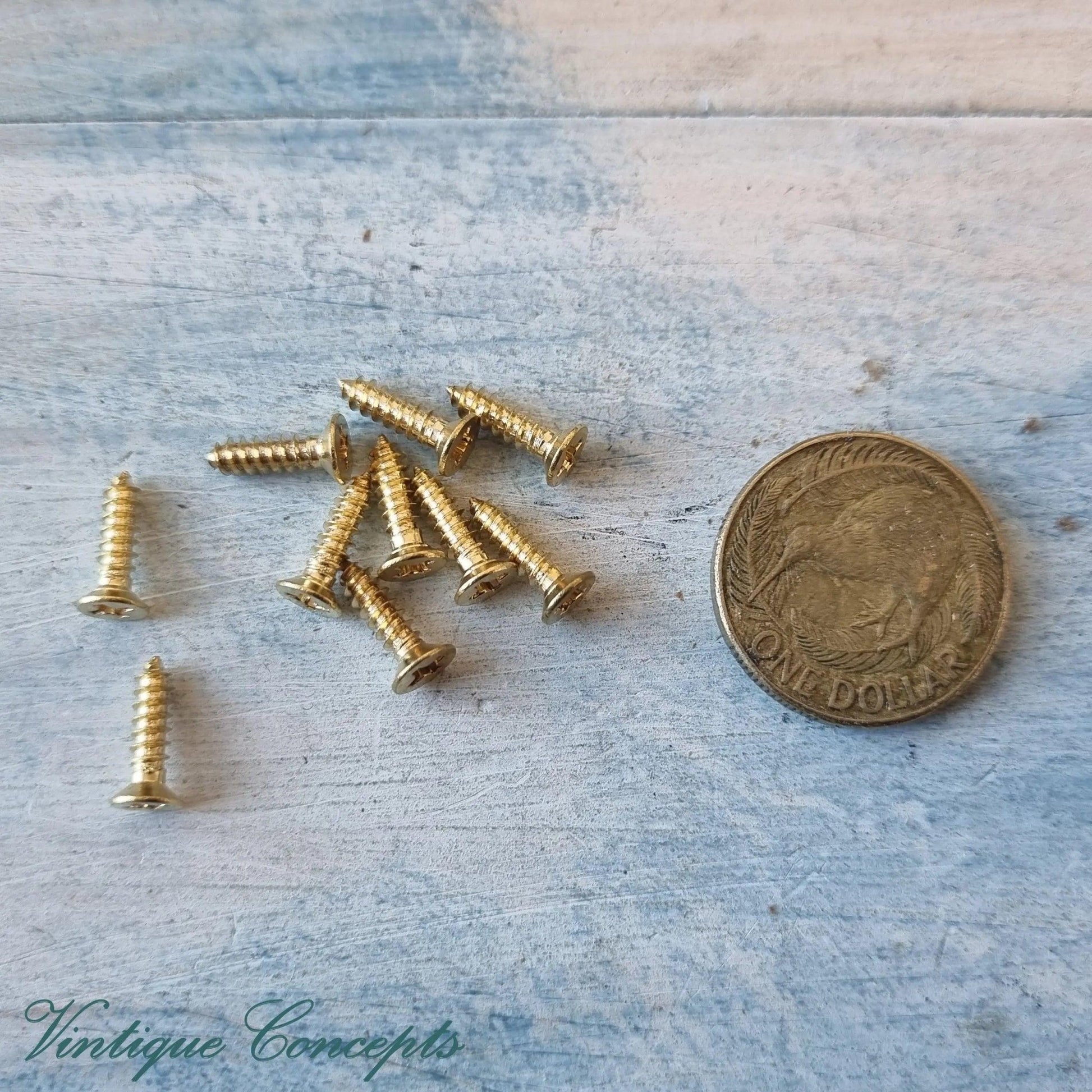 Solid Brass wood screws 12mm (packet of 10) M3-Vintique Concepts
