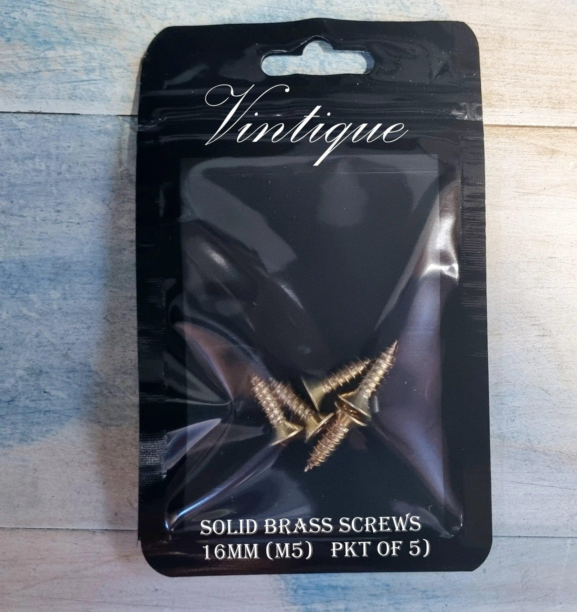Solid Brass wood screws 16mm (packet of 5)-Vintique Concepts