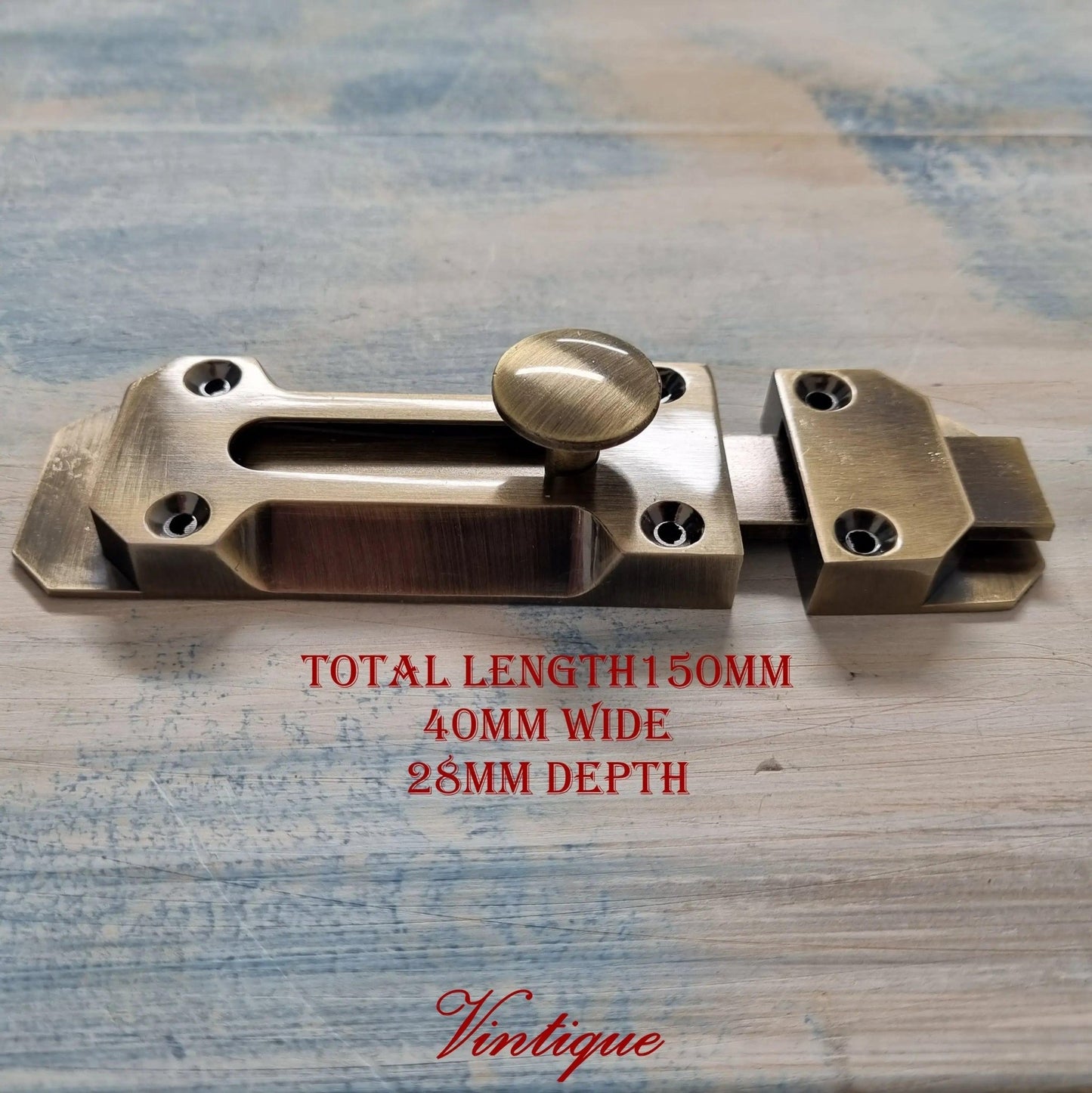 Solid Metal antique gold sliding Bolt 150mm long-Vintique Concepts