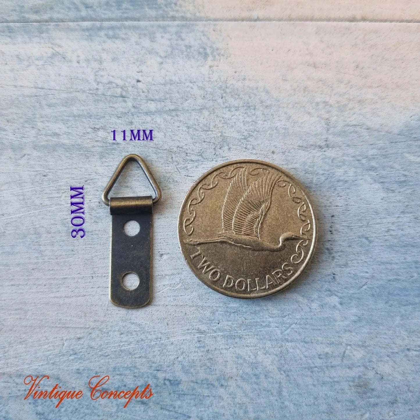 Standard size D-Ring Picture hanger 30mm x 11mm -Bronze (PAIR) - Vintique Concepts