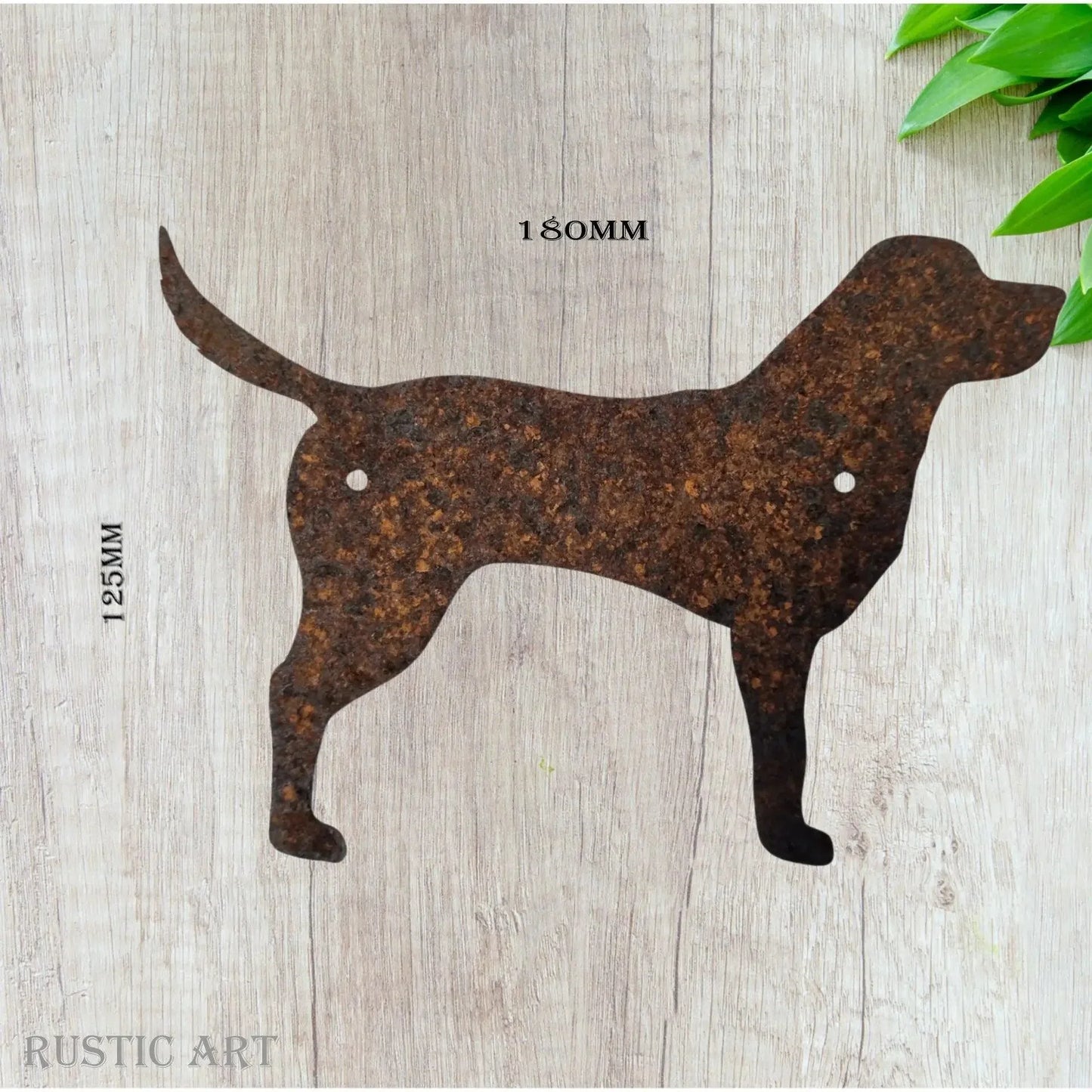 Standing Dog Rusty Metal Art 180mm x 125mm - Rustic Dog Decor - Vintique Concepts