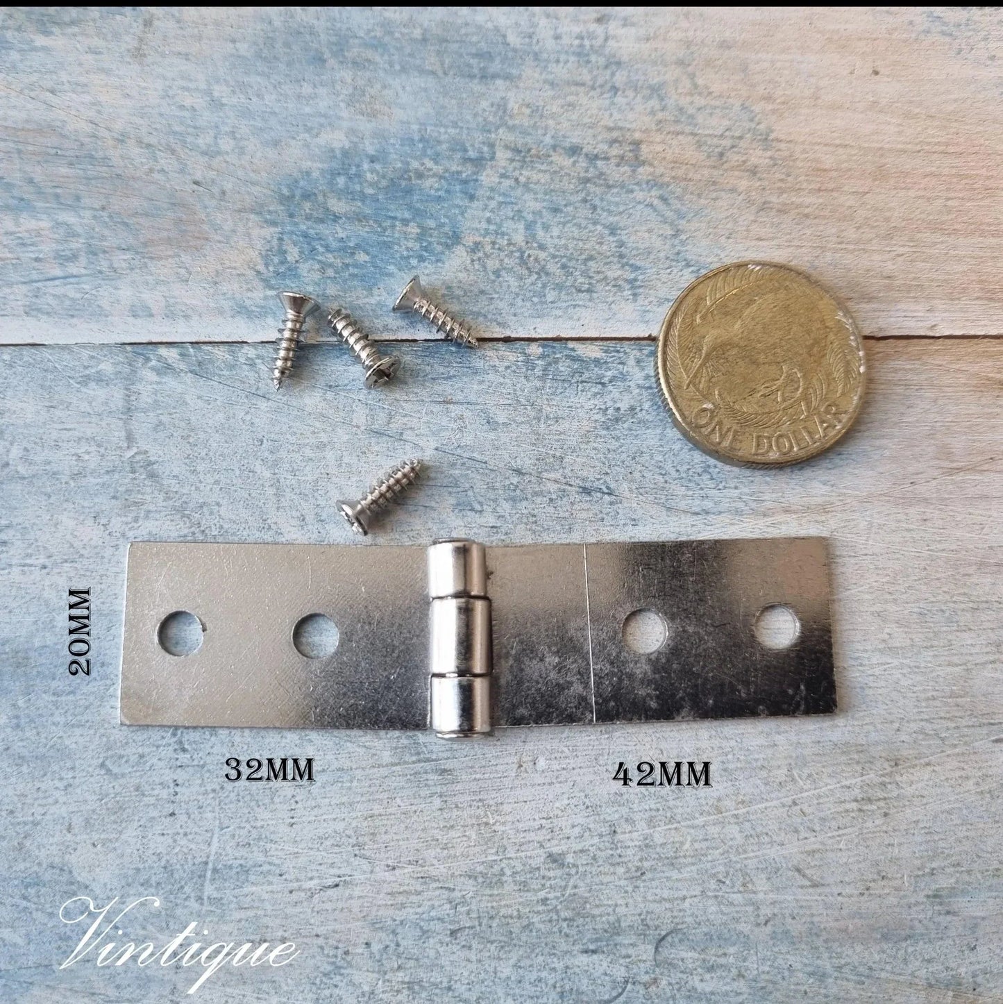steel strap hinge 74mm x 20mm - Vintique Concepts