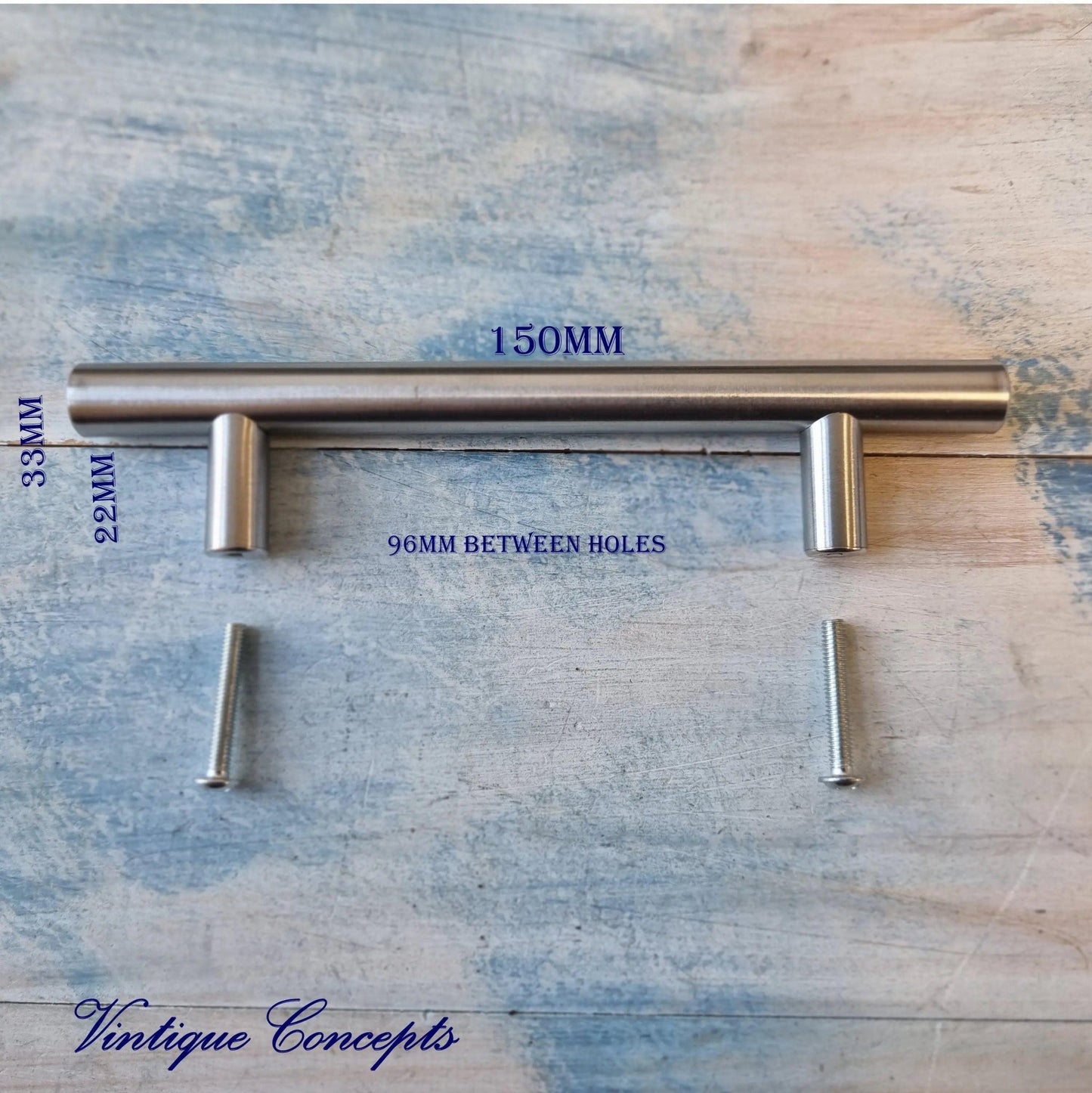 Swedish style Silver contempoary Cabinet or drawer handle 150mm-Vintique Concepts