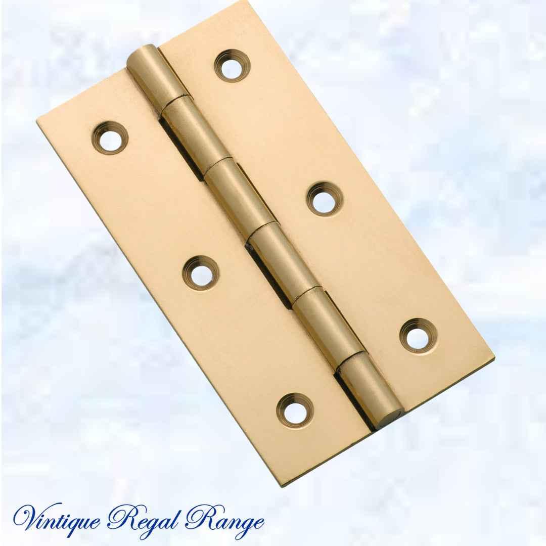 Solid Polish Brass Fixed Pin Butt hinge for cabinets (various sizes) - Vintique Concepts