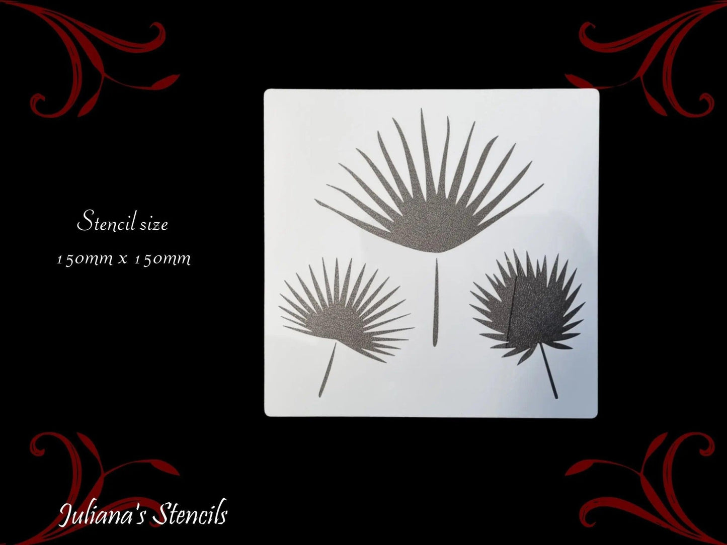 Three flowers with stems floral small Furniture Paint Stencil 150mm x 150mm-Vintique Concepts