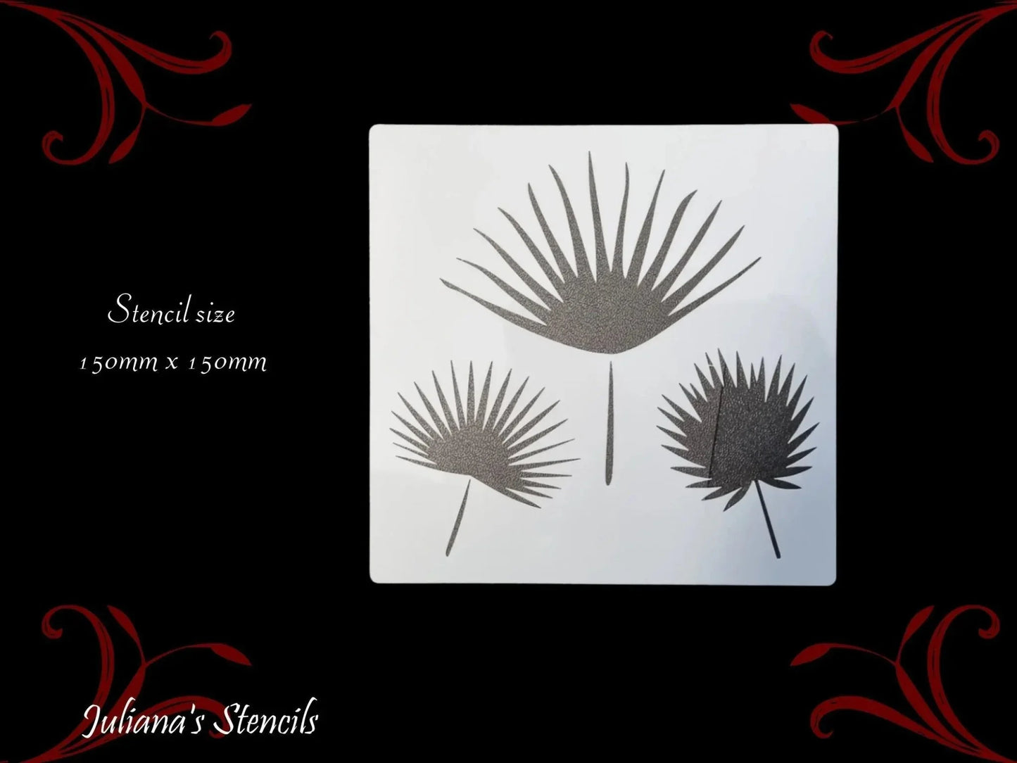 Three flowers with stems floral small Furniture Paint Stencil 150mm x 150mm - Vintique Concepts