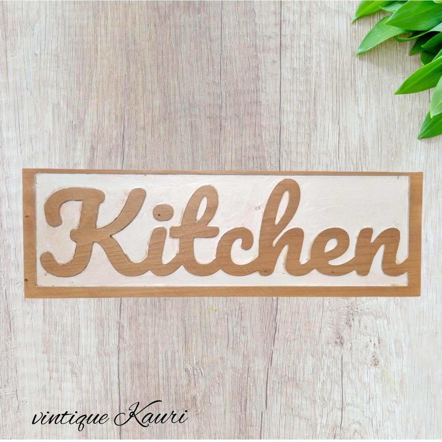 Carved Kauri sign "KITCHEN" 455mm x 145mm - Vintique Concepts