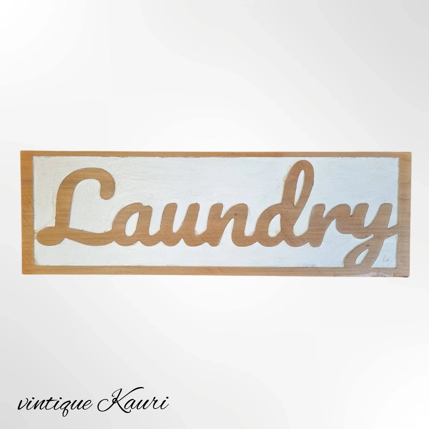 Carved Kauri sign "LAUNDRY" 455mm x 145mm - Vintique Concepts