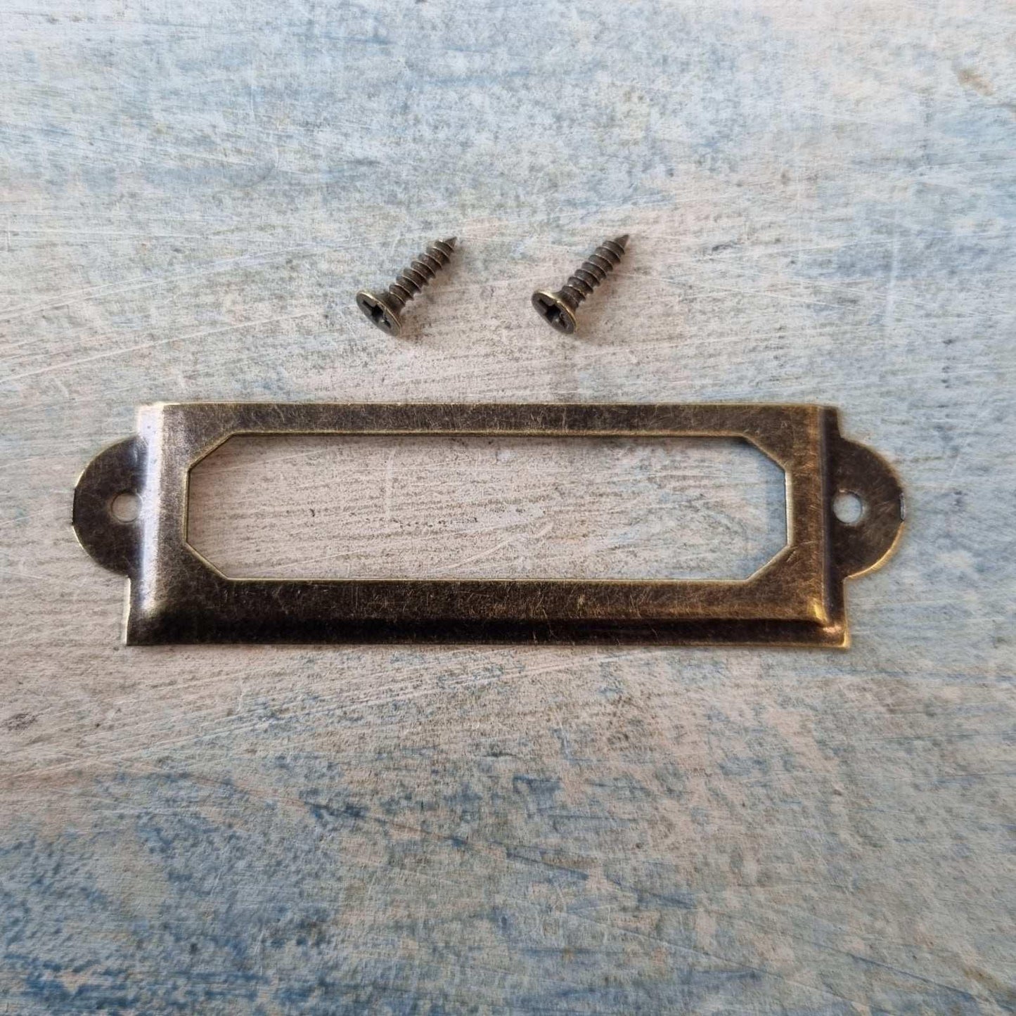 Vintage Card or Label holder Bronze 60mm x17mm - Vintique Concepts