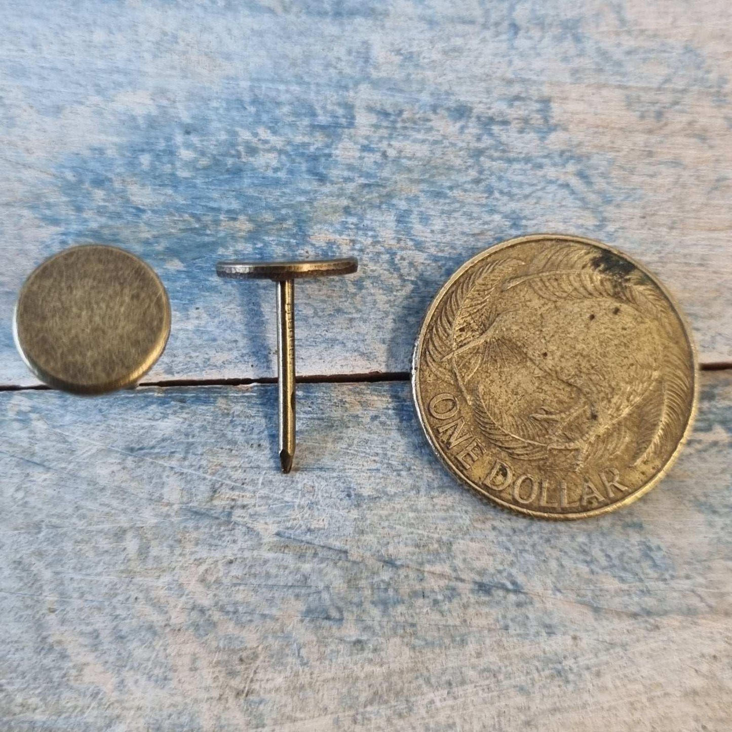 Bronze flat head Pins or Upholstery Pins (11mm dia) pkt of 20 - Vintique Concepts