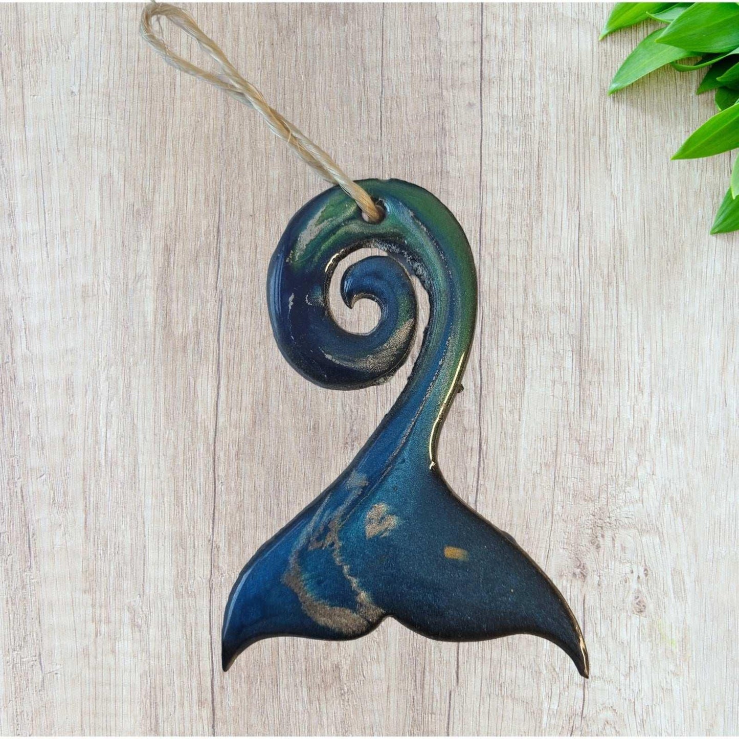 Tahora Whale Maori Epoxy Metal art 98mm High - Vintique Concepts