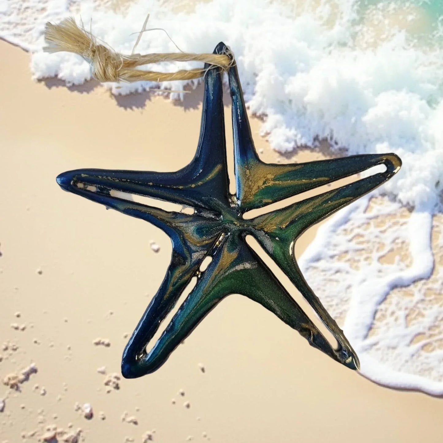 Starfish Metal Art Epoxy Coated in Pourable Epoxy 102mm Dia - Vintique Concepts