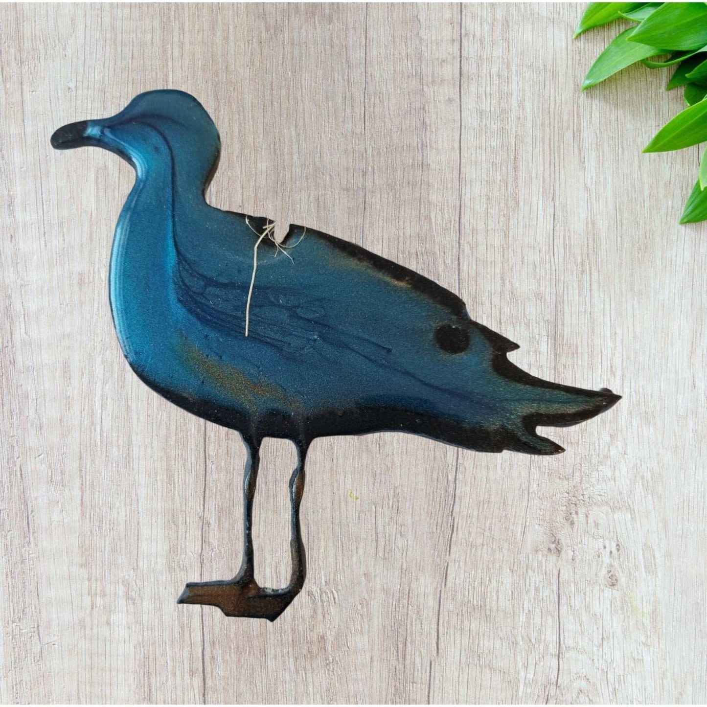 Seagull metal art coated in pourable epoxy 135x108mm - Vintique Concepts