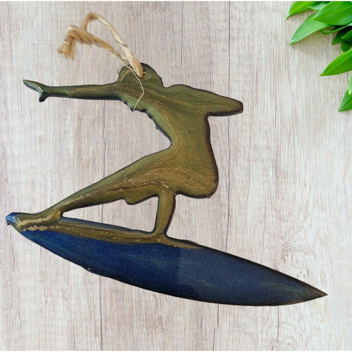 Cool Surfer metal nautical art coated in pourable epoxy 145mm x 82mm - Vintique Concepts