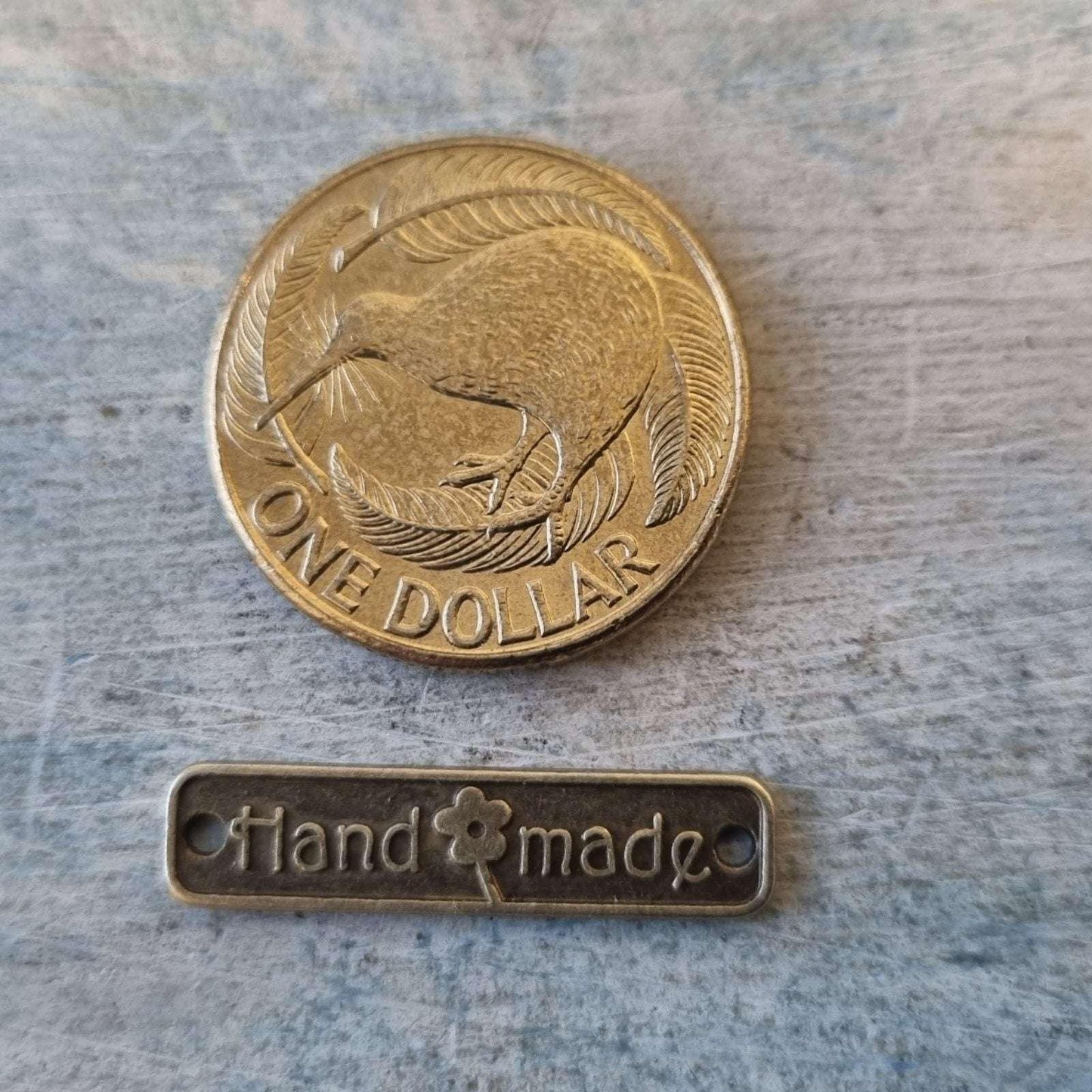 Antique Rectangle "handmade"tag Bronze 25mm x 6mm - Vintique Concepts