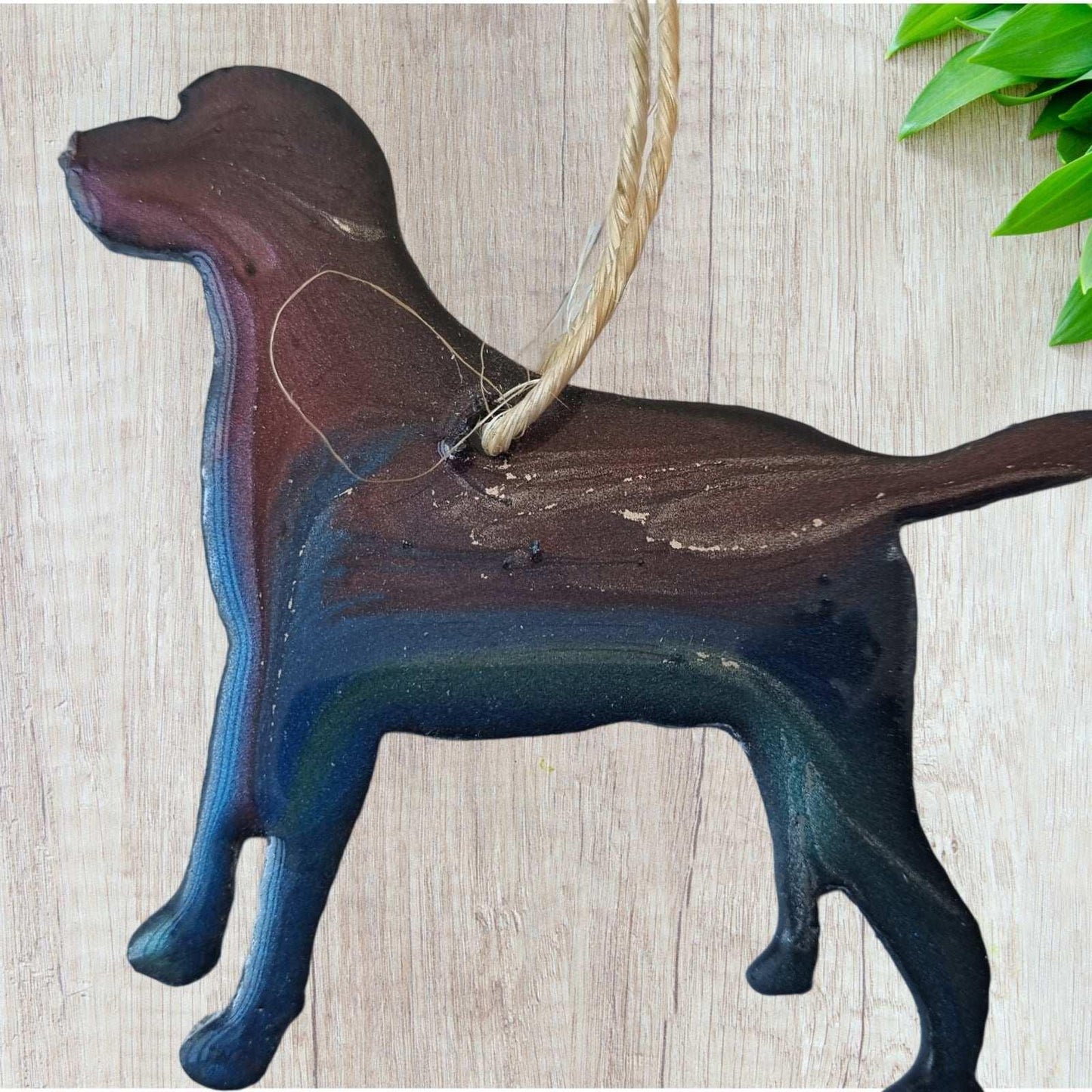 Standing Dog metal art coated in pourable epoxy 111x88mm - Vintique Concepts