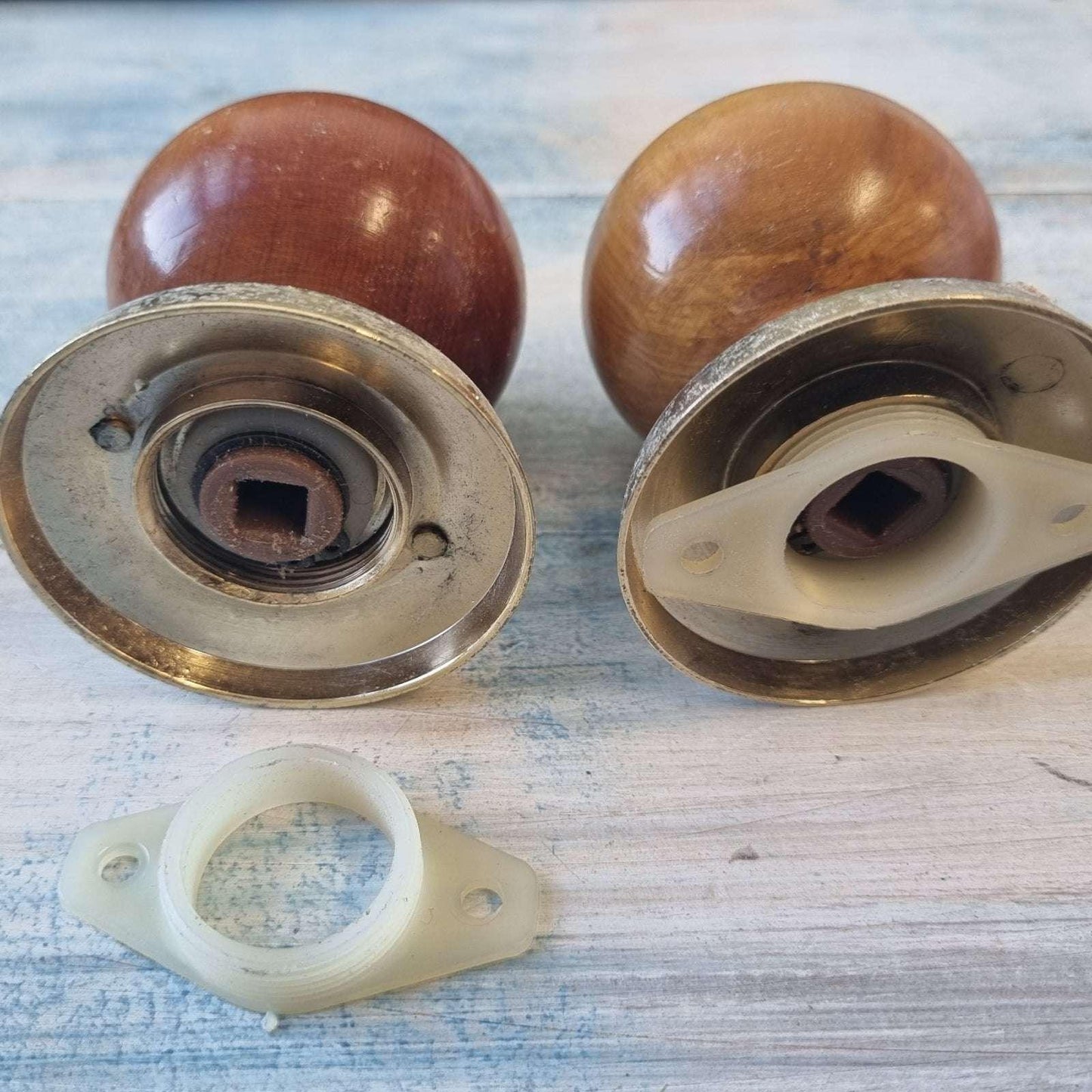 Passage Door Knob Rimu with Antique rose and centre-Recycled - Vintique Concepts