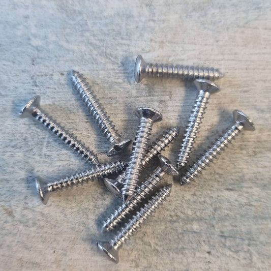 Hardware - Domed Slot Head Chrome Plated Brass Wood Screws 19mm 5 Gauge (pkt 10)